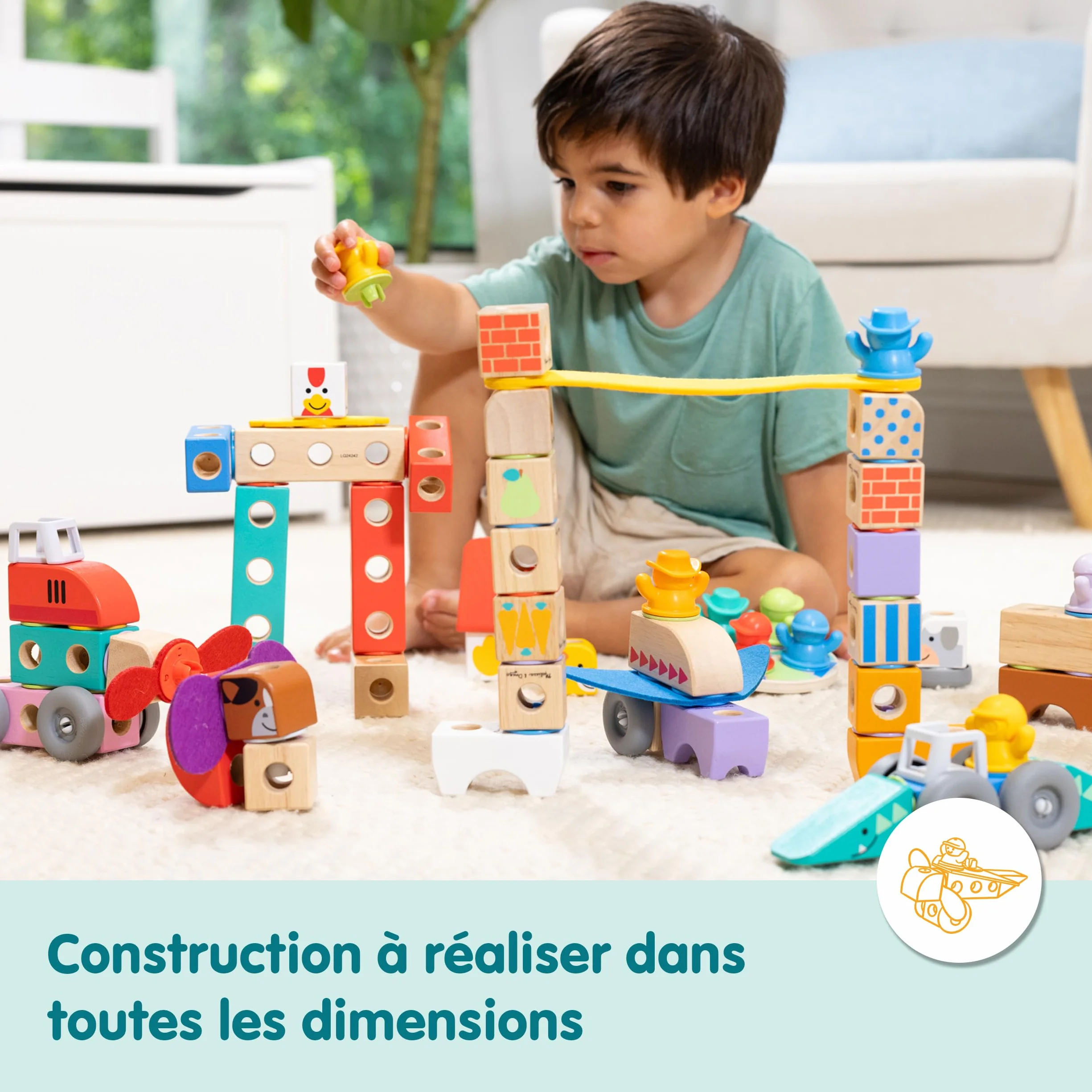 Melissa & Doug Blockables Véhicules 54 Pièces Puzzle Enfant Jouet En Bois Montessori