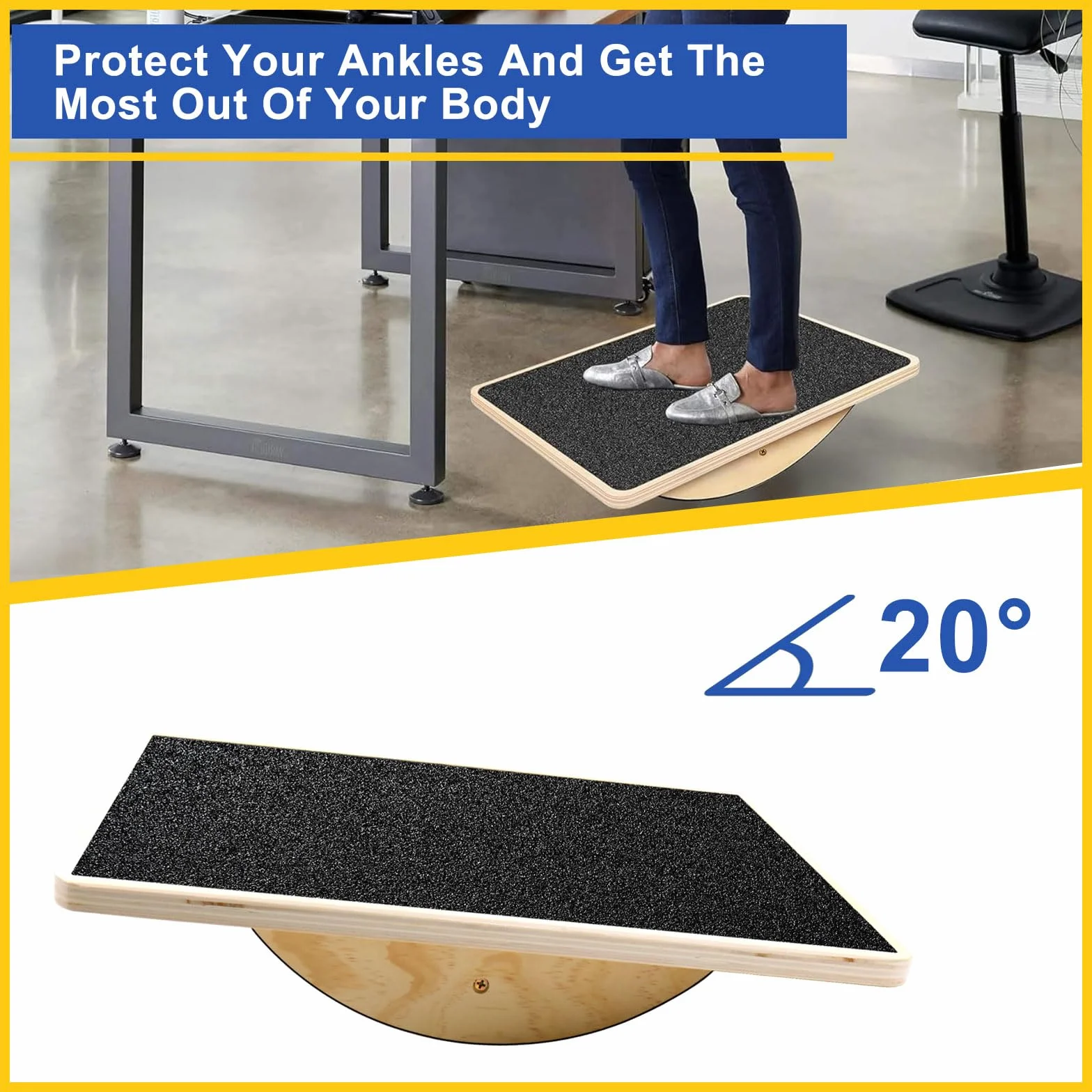 Balance Board Bois Planche Équilibre Antidérapant Monobloc Entraînement Wobble Board
