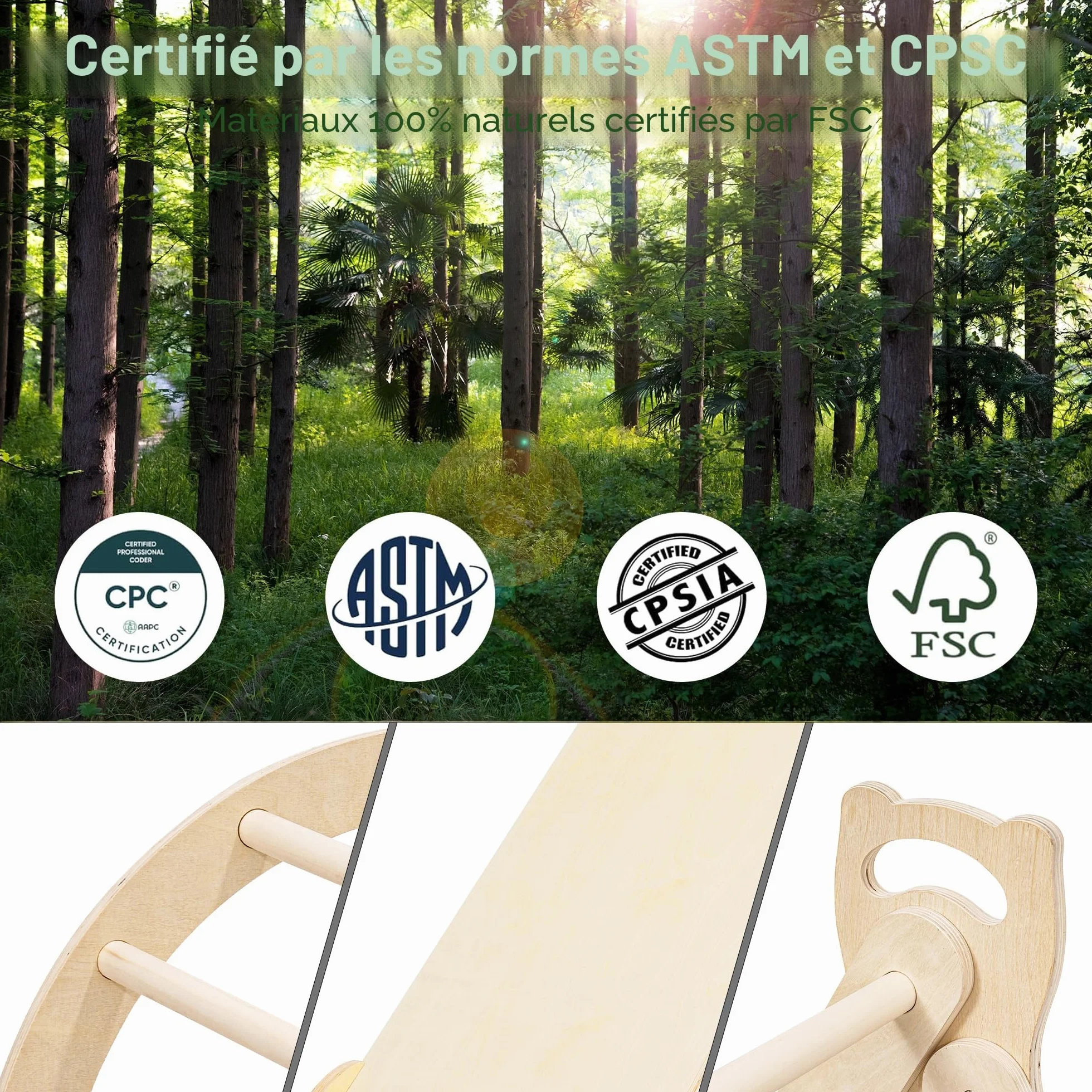 Arche Montessori Escalade Enfant Bebe Jeux en Bois Hêtre avec Toboggan Échelle Coussin Aire de Jeux Interieur 1 2 3 4 Ans