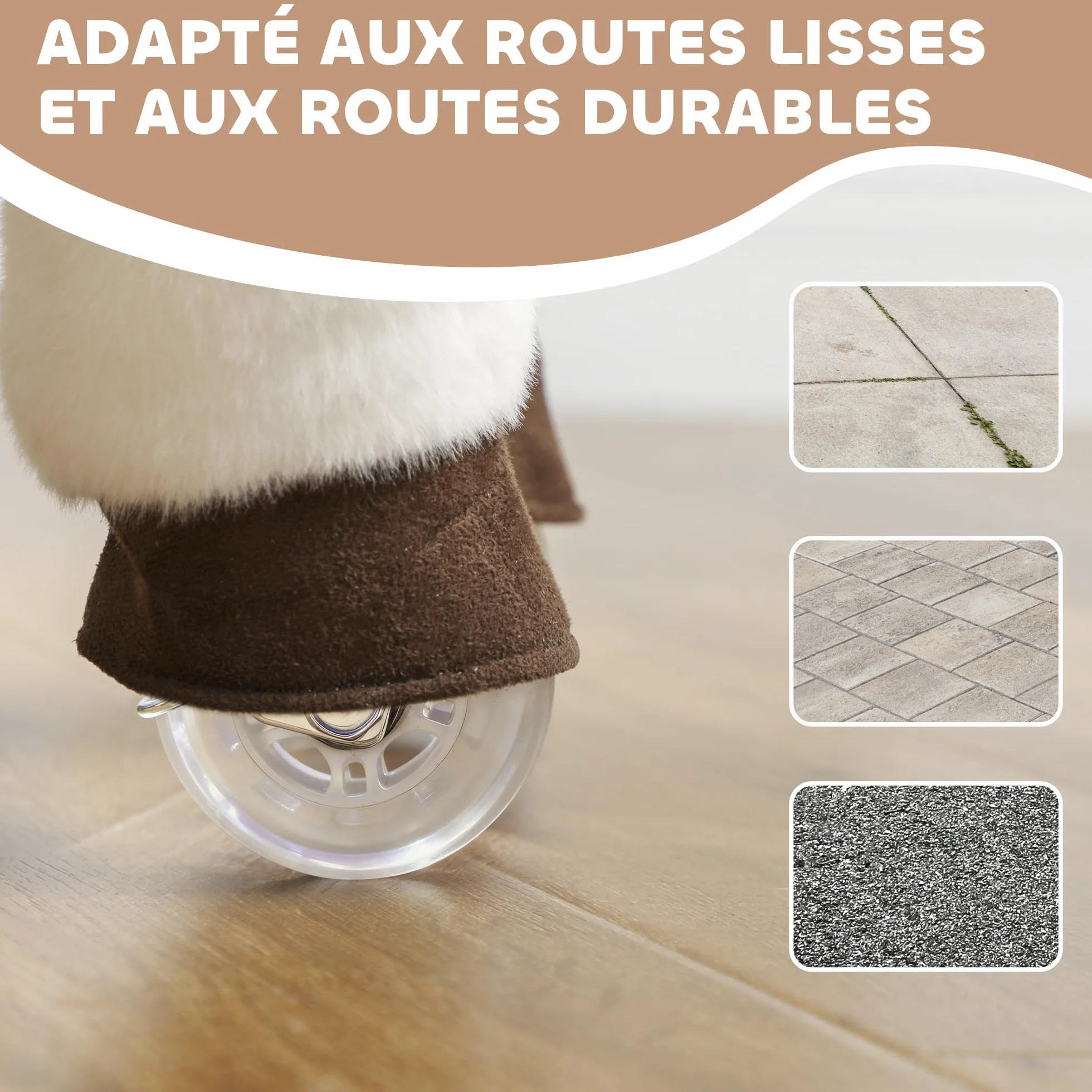 AIYAPLAY Cheval à Bascule en Peluche sur roulettes, avec Selle et Harnais, pour Enfant 3-5 Ans, Charge Max 25 kg, Marron