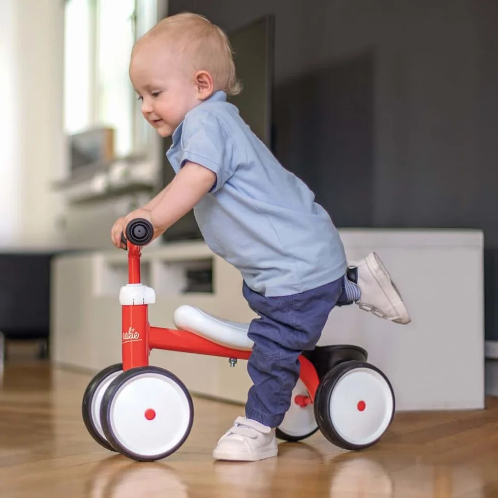 Smoby Porteur Rookie Rouge Métal Selle Incurvée Roues Silencieuses Coffre à Jouets Dès 12 Mois