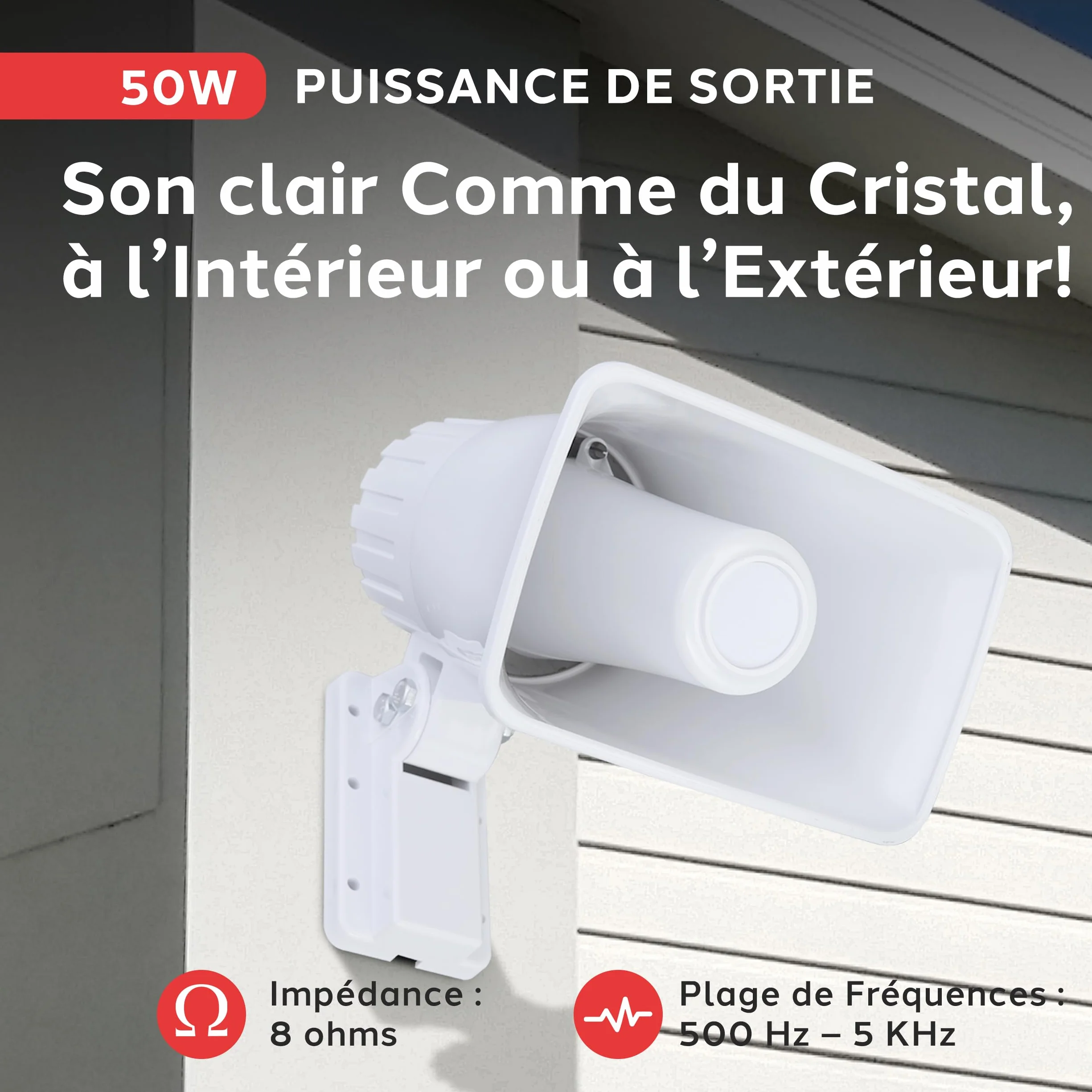Pyle Haut-Parleur PA 6" 8 Ohms 50 Watts Intérieur/Extérieur Blanc avec Support de Montage