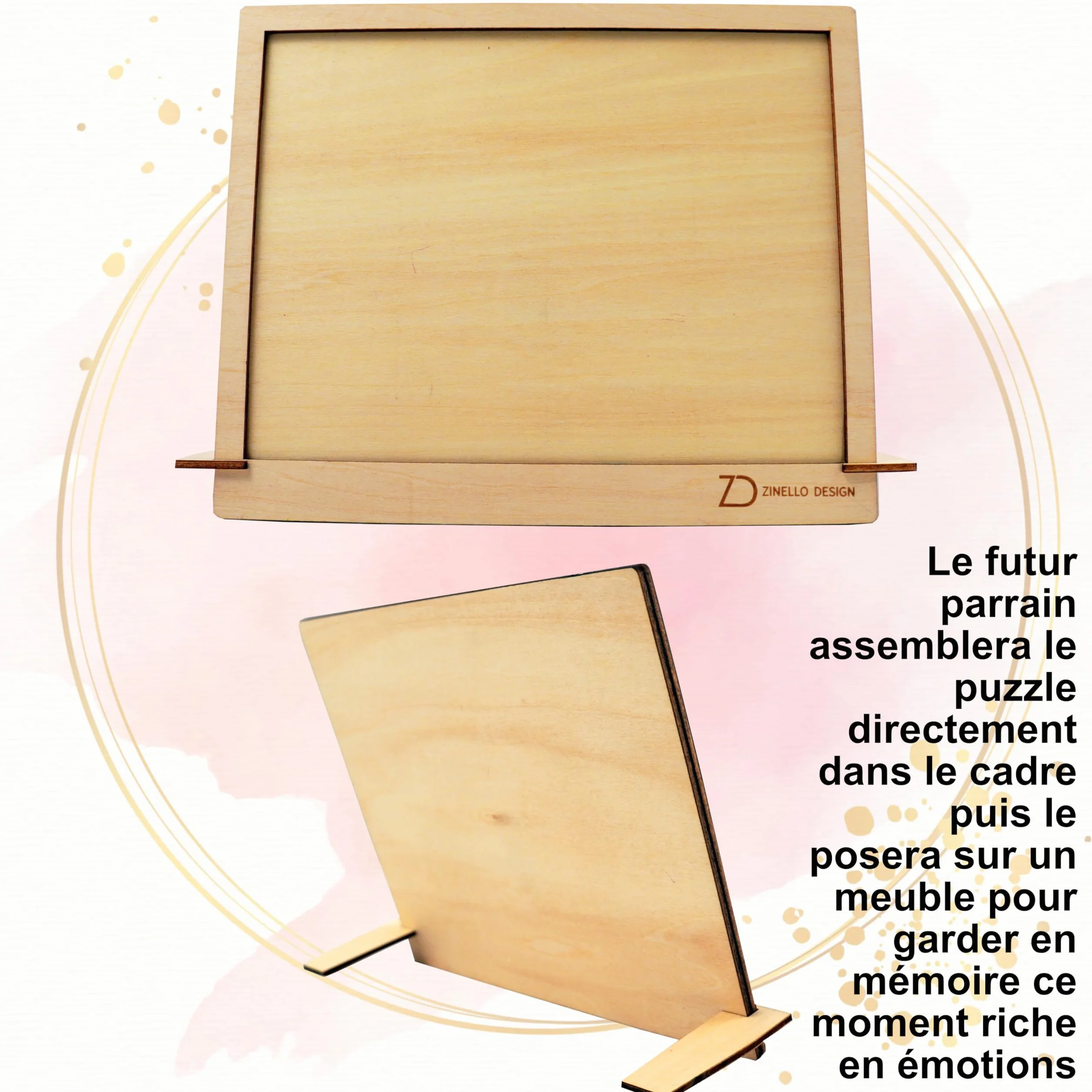 Puzzle en Bois Annonce Grossesse pour Parrain, Idée Cadeau Casse-Tête Original et Personnalisé avec Pochette Cadeau (Cadre)