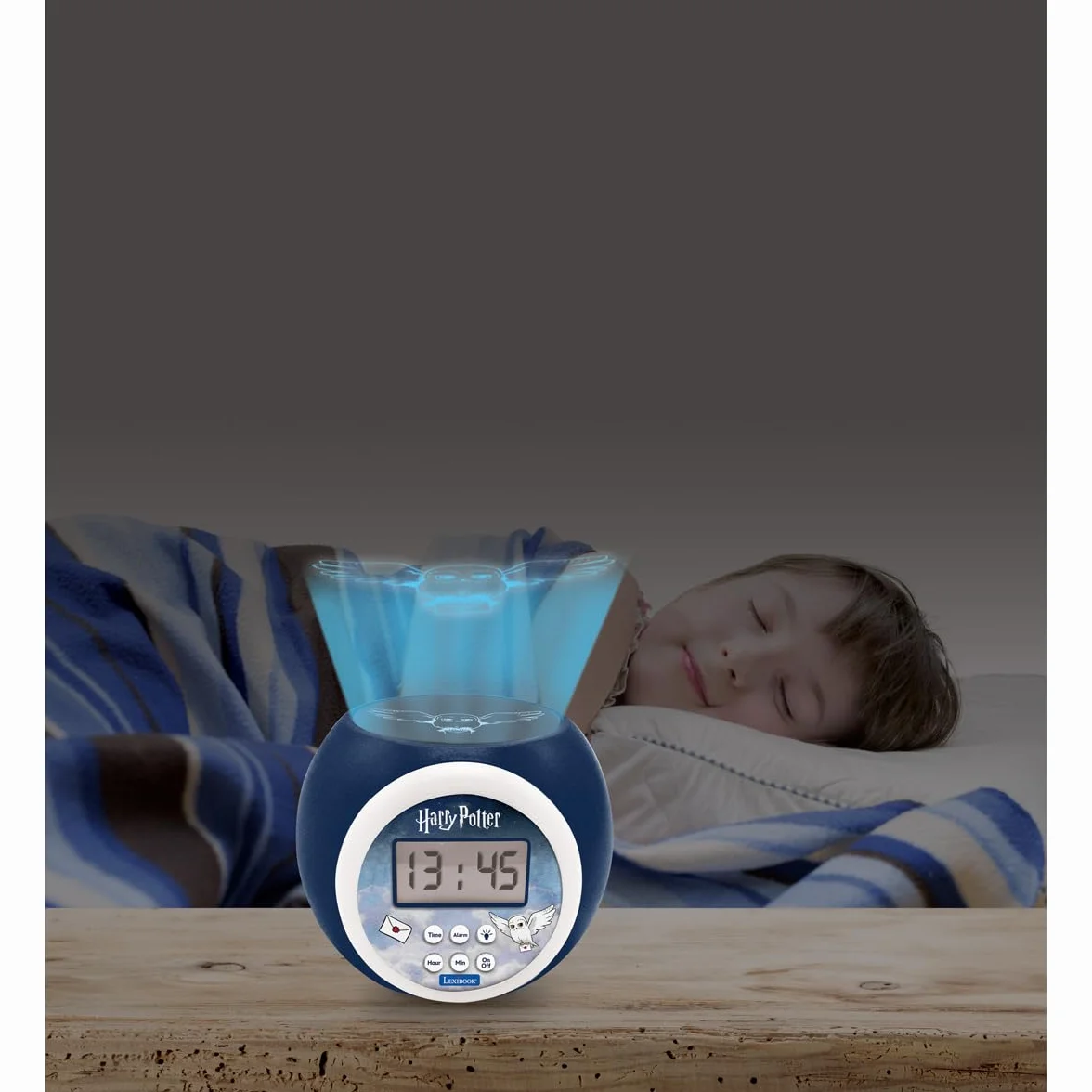 Lexibook Réveil projecteur Hedwige Harry Potter Projection au Plafond Écran LCD rétroéclairé Bleu 12/24H Minuteur veilleuse Alarme Rappel RL977HP1