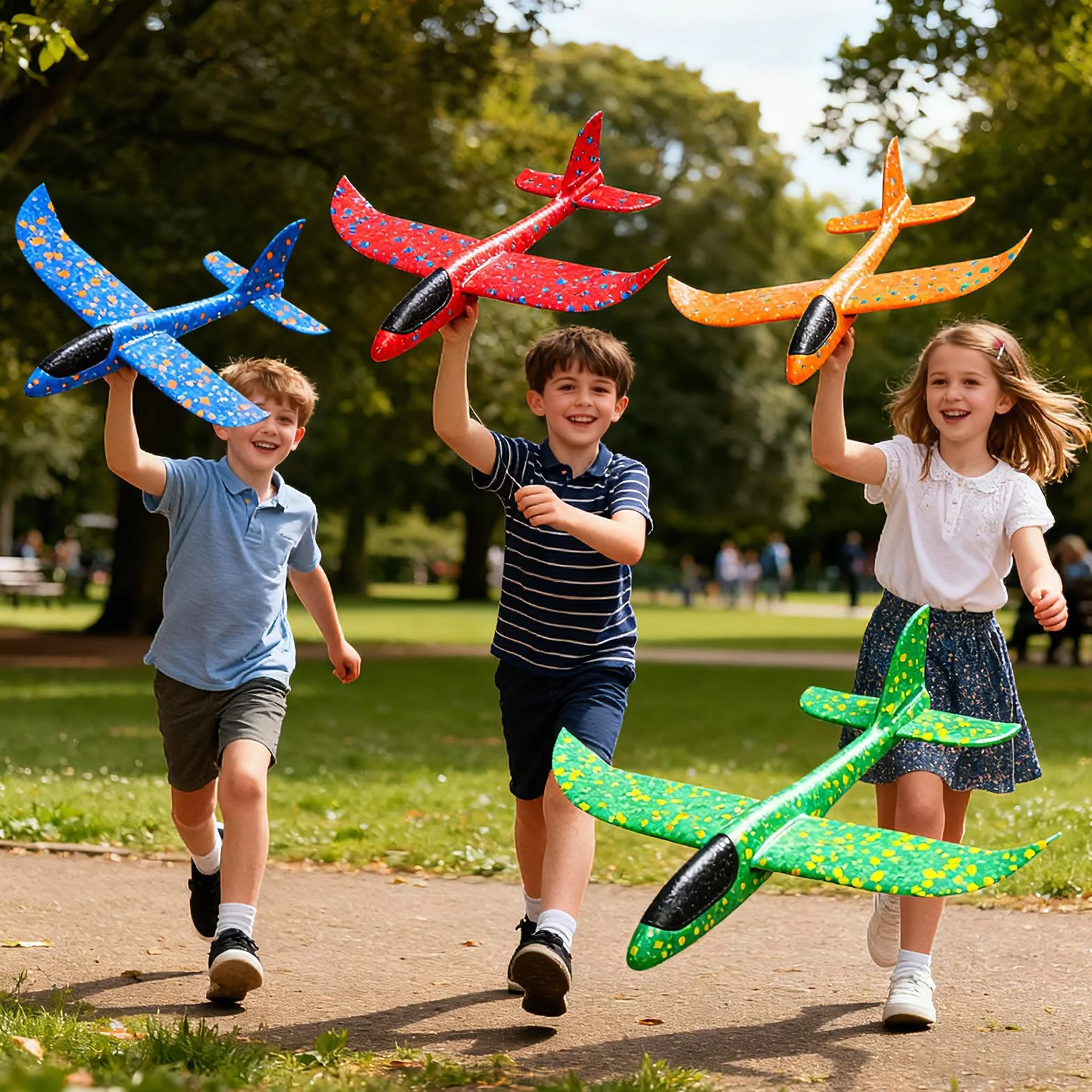 Avion Polystyrène Planeur Enfant 38CM 4 Pièces Jouet Extérieur Garçon Fille 3-10 Ans