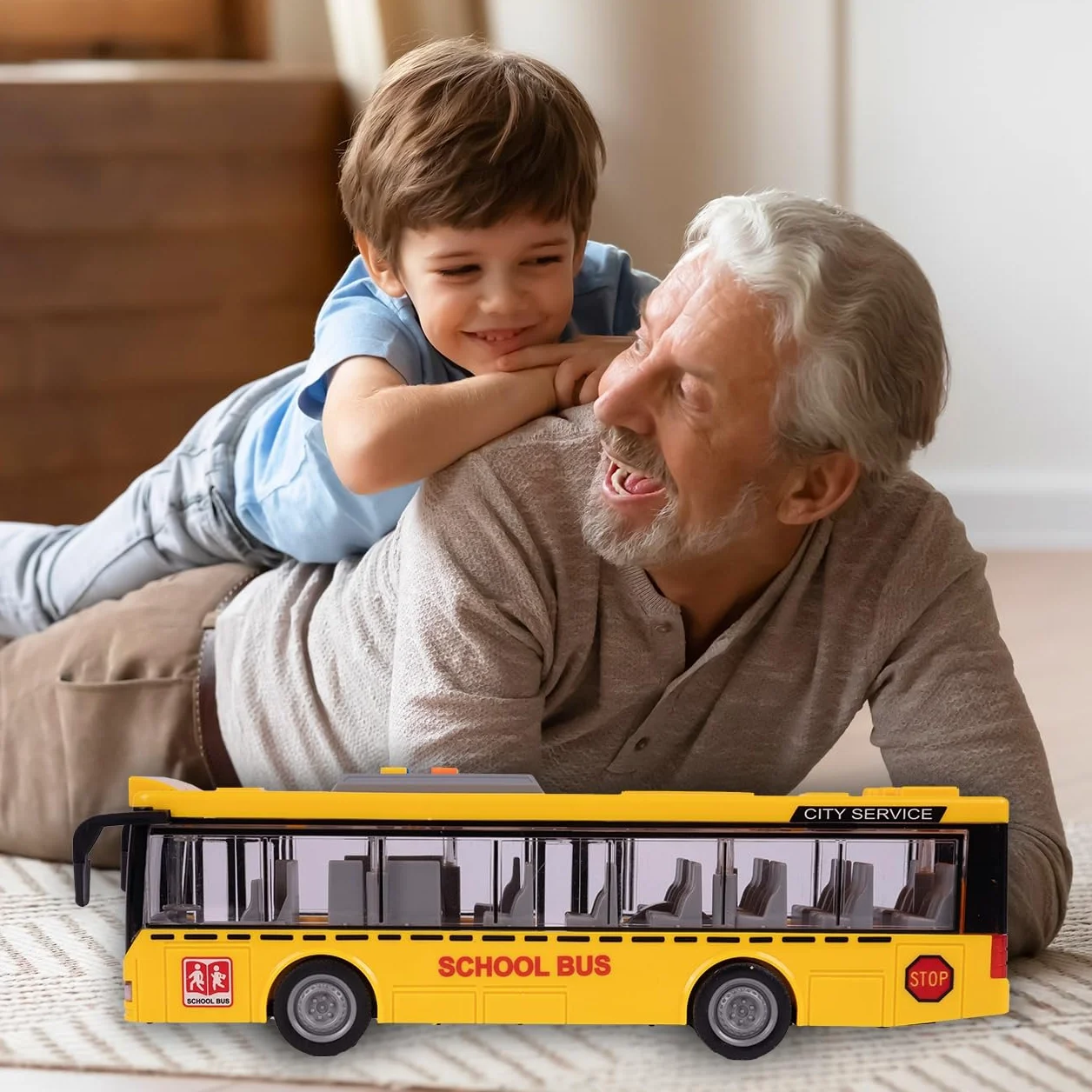MalPlay Bus électrique jouet 1:16 avec bruits de conduite, lumières et portes ouvertes pour enfants à partir de 3 ans