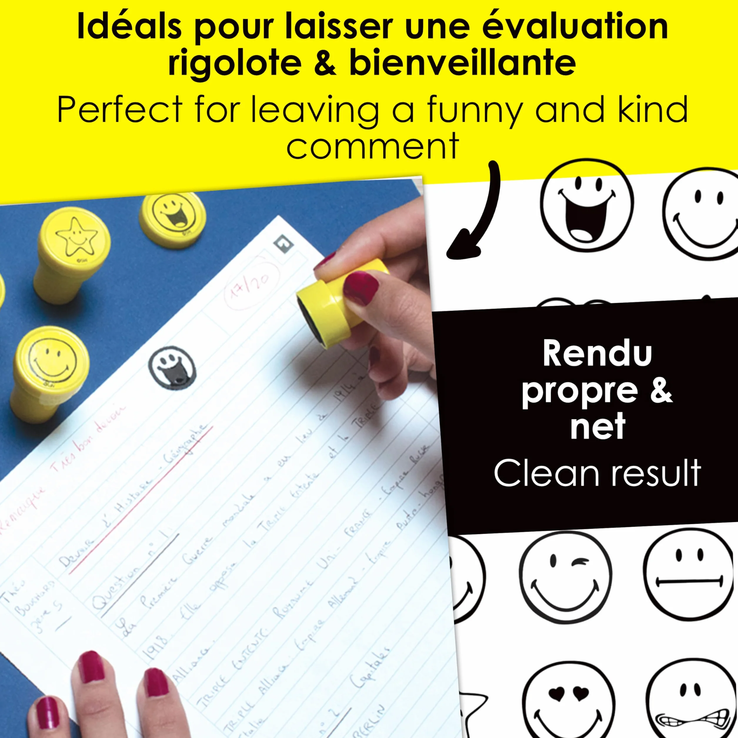 Aladine 10 Tampons Encreurs Smiley World Emoji Enfants Enseignants Humeur Encouragements