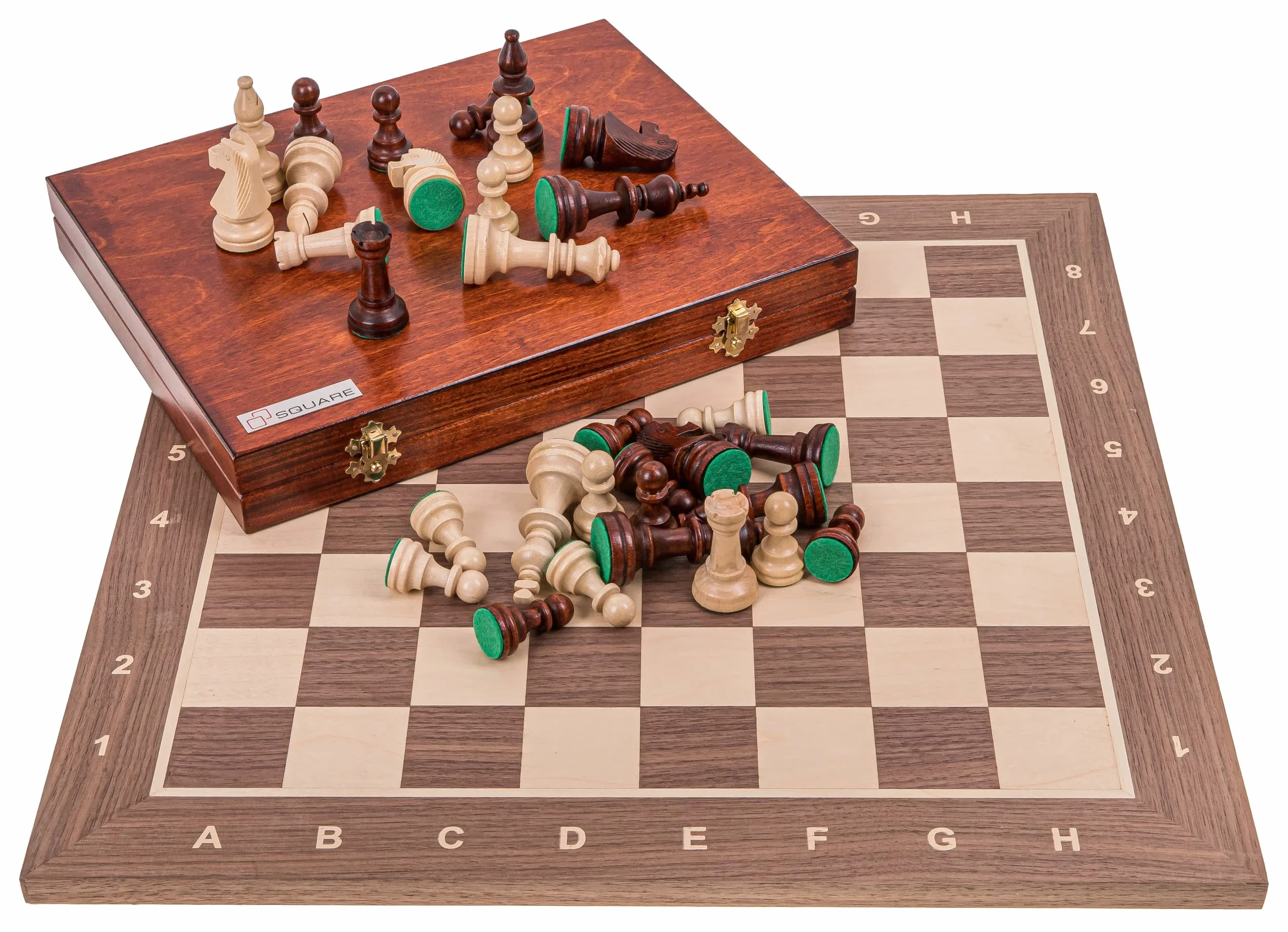 Square - Pro Set de Jeu d'échecs no 5 - Noyer LUX - Échiquier + Pièces d'échecs - Staunton 5
