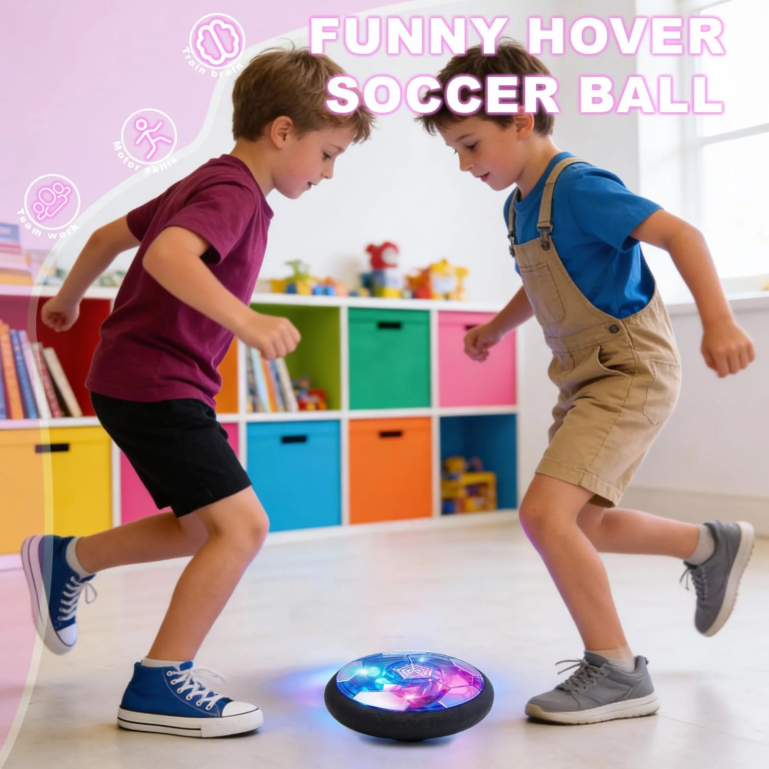 Dongcill Hover Ballon de Football avec Lumières LED et Musique, Ballon de Foot Intérieur pour Enfants 3-12 Ans