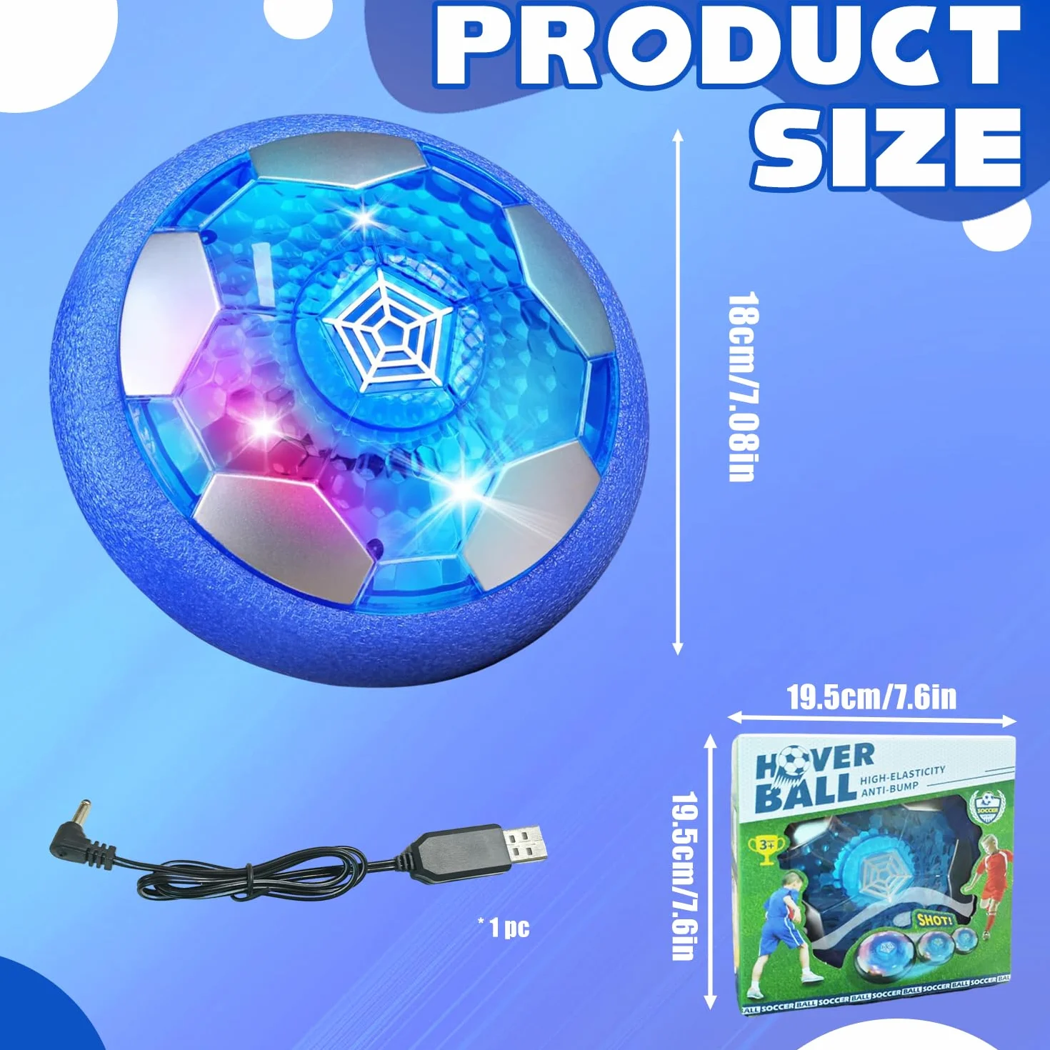 Ballon de Foot LED Rechargeable, Hover Soccer Ball, Cadeau Garçon 3-12 Ans Noël