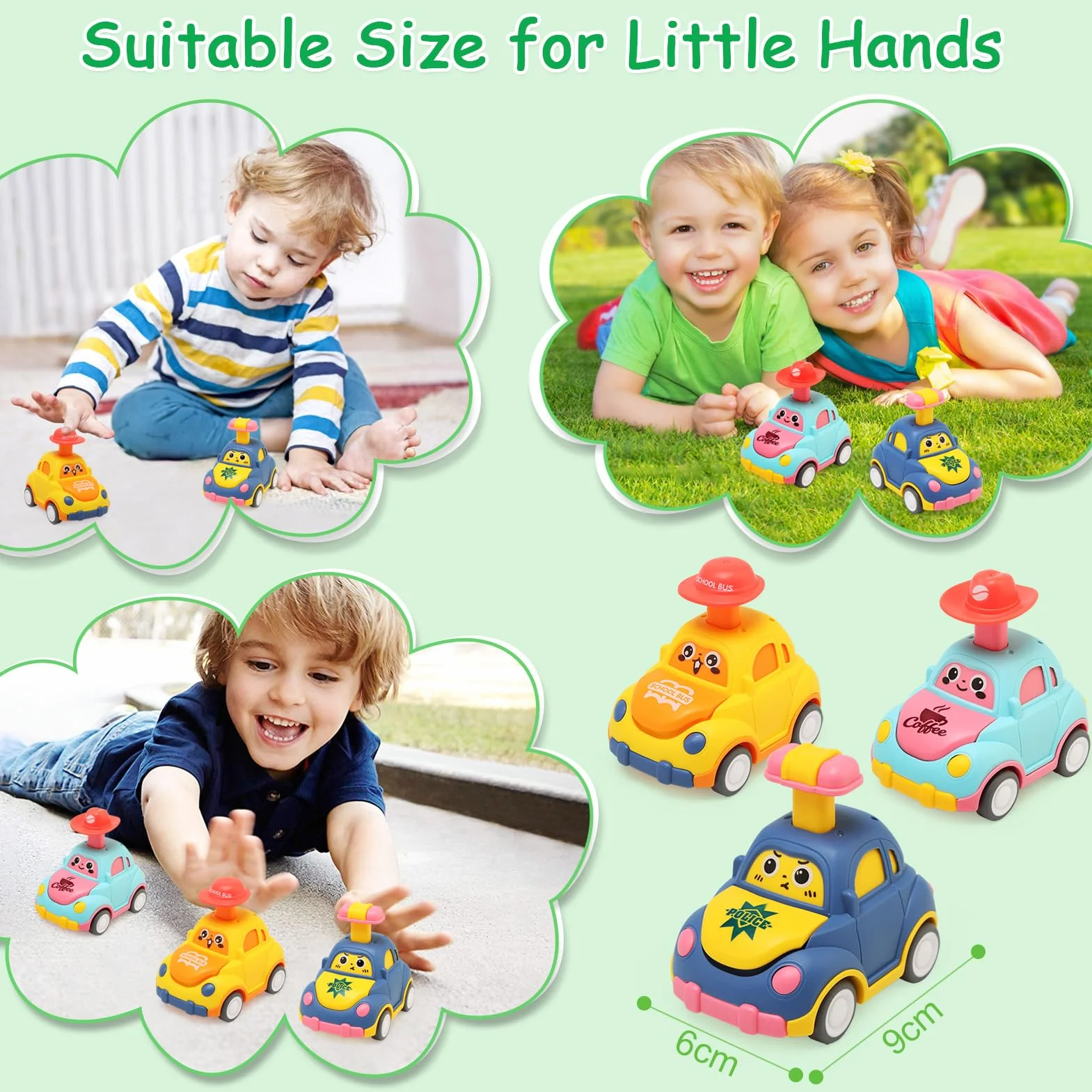 Voiture Enfant 1-3 Ans, 4 Pièces Press and Go Jouet Friction Bebe 12-18 Mois, Véhicules Éducatifs Cadeau Garçons Filles