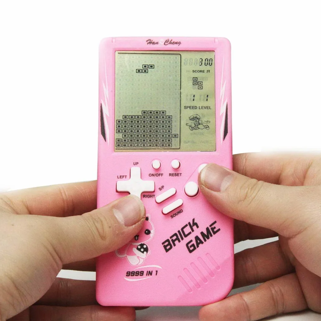 Console de Jeu en Brique Grand écran 9999 en 1 Rose - Jeu de Poche avec Réservoir, Course, Tir, Whac-A-Mole, Difficulté et Vitesse réglables