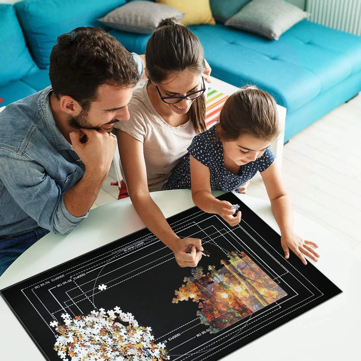Tapis Puzzle Enroulable 2000 Pièces 80 x 120 cm avec 4 Trieur pour Adultes et Enfants