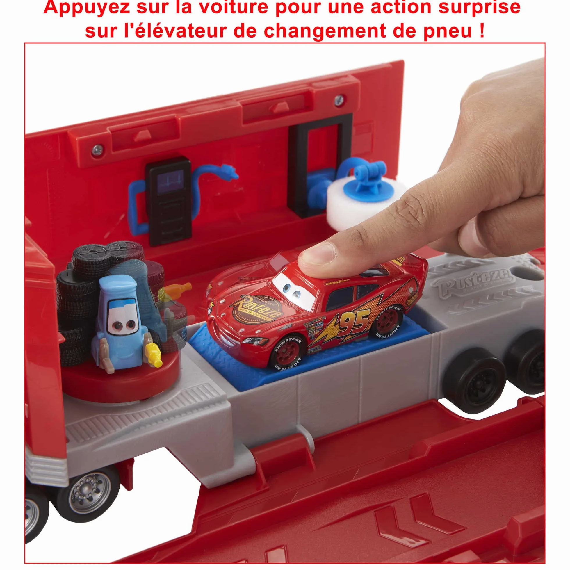 Mattel Disney Pixar Cars Coffret Mack Transformable 2 en 1 camion atelier tuning avec lanceur pont élévateur jouet enfant HDC75