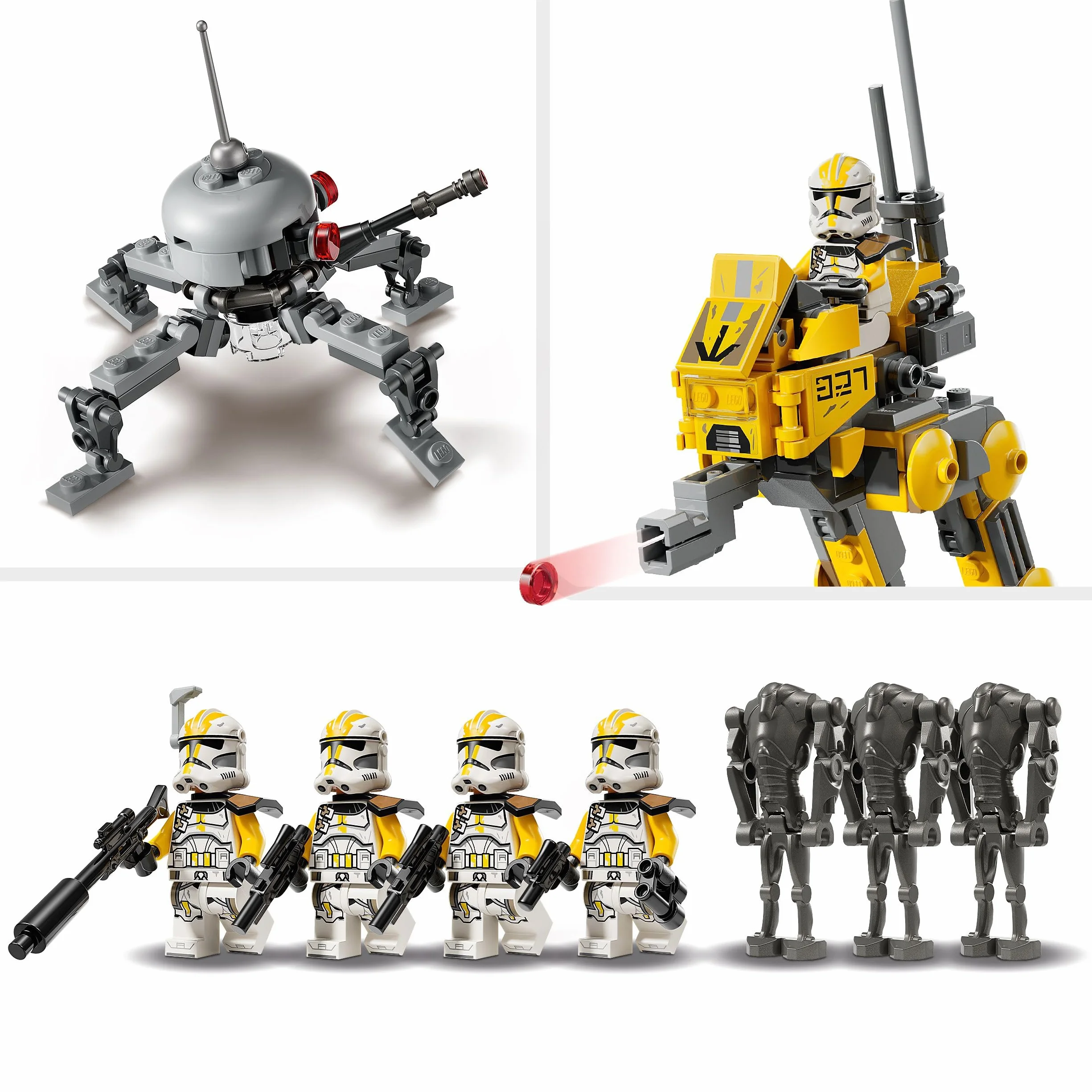 LEGO Star Wars 75431 La Revanche des Sith Pack de Combat du 327ème Corps d'Armée - 4 Minifigurines, 3 Droïdes de Combat & 1 AT-RT