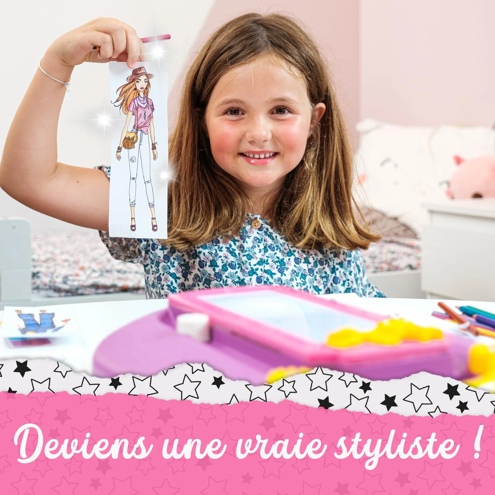 Ravensburger Looky Studio Table à dessin lumineuse enfant Dessin mode Kit créatif styliste 500 combinaisons