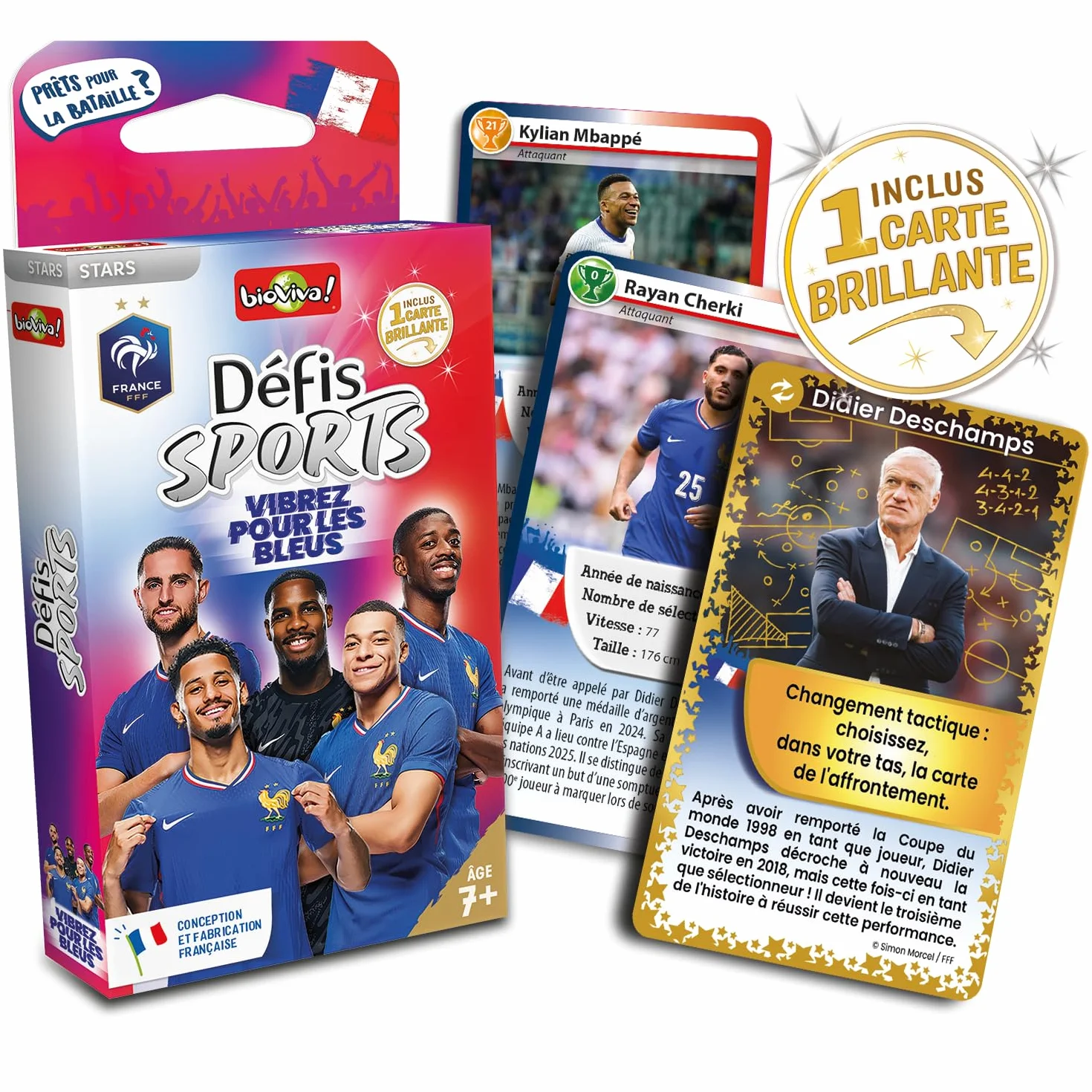 Bioviva Défis Sports Jeu de Cartes Enfant Bataille Foot Fédération Française de Football 7 Ans 2-6 Joueurs