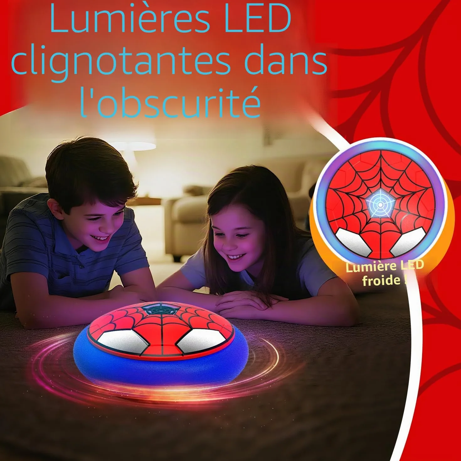 POPERFUN Hover Soccer Ball LED Air Power Football Jouets Enfants 3-12 Ans Intérieur Extérieur Cadeaux