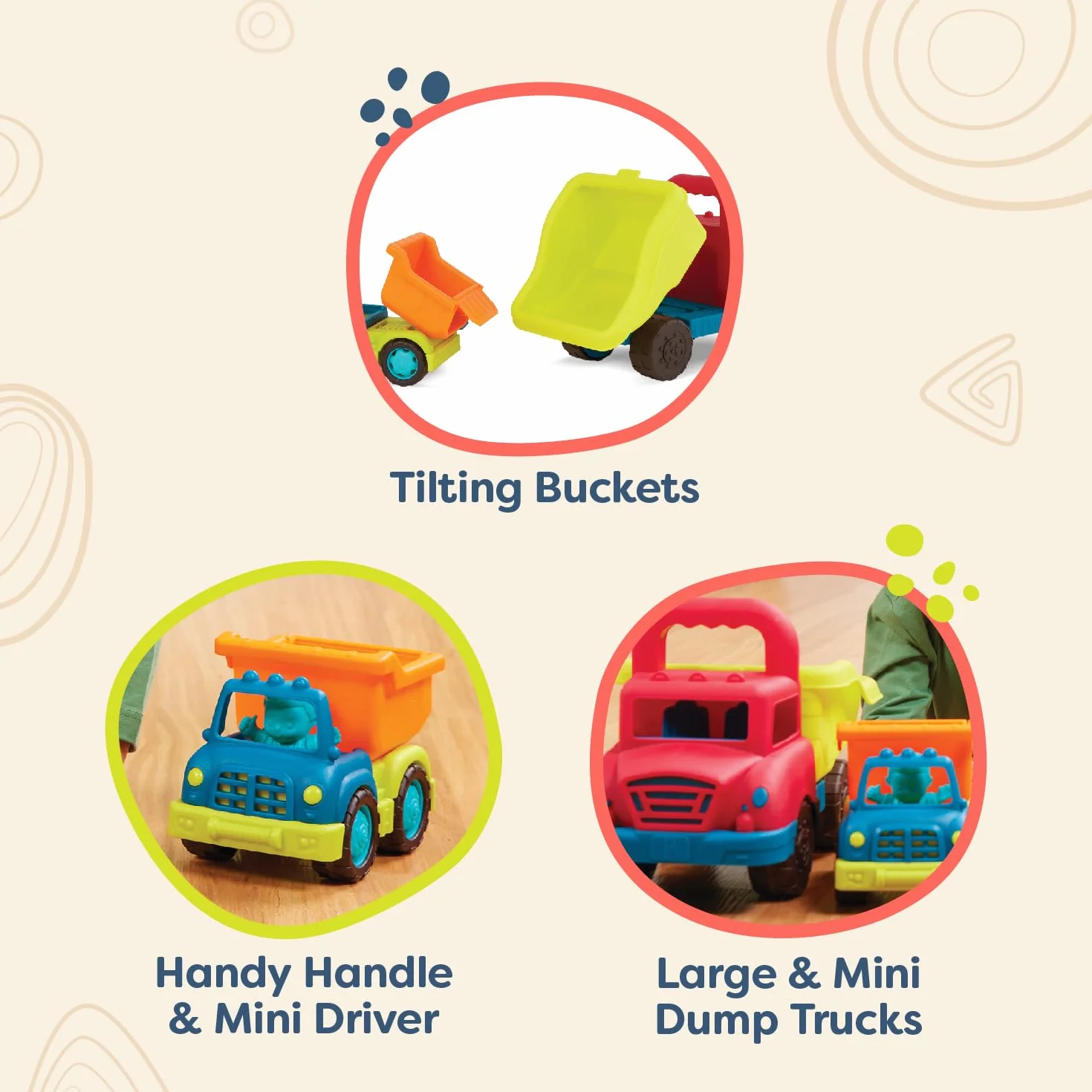 B. toys Ensemble de camions Grab-n-Go 2 camions-bennes Jouet pour tout-petits