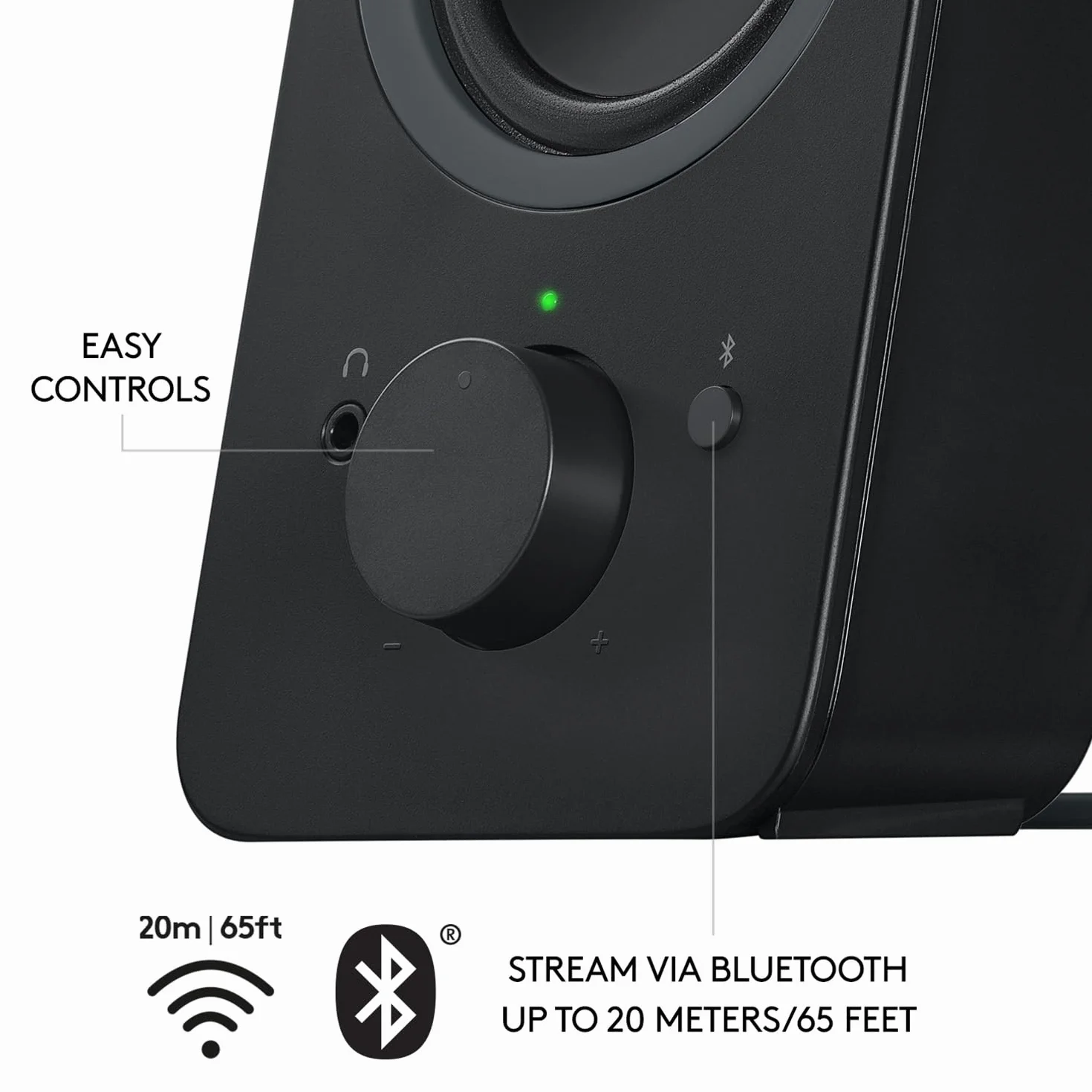 Logitech Z207 Système De Hauts-Parleurs Bluetooth 10W PC, Son Stéréo, Entrée Audio 3,5 mm, Prise Casque, Noir