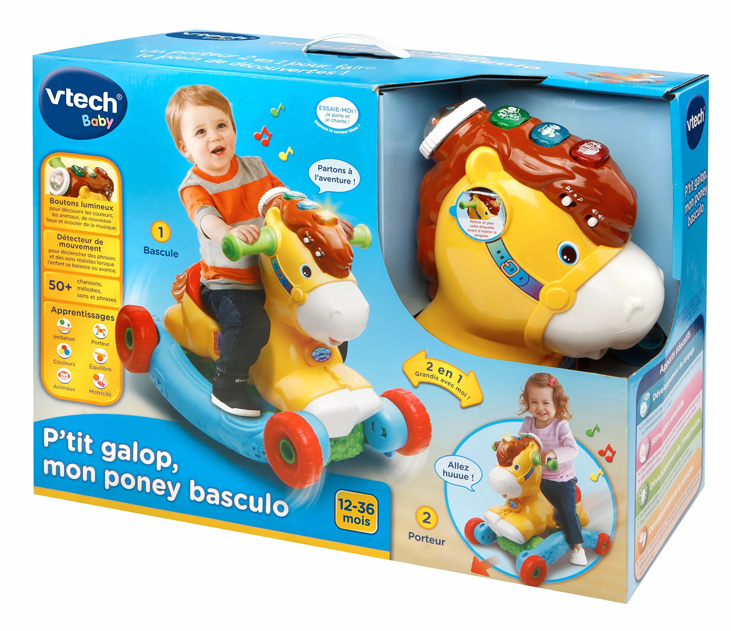 VTech P'tit Galop Mon Poney Basculo Cheval à Bascule Interactif Jouet d'Activité Éveil Musical Cadeau Bébé 1 an