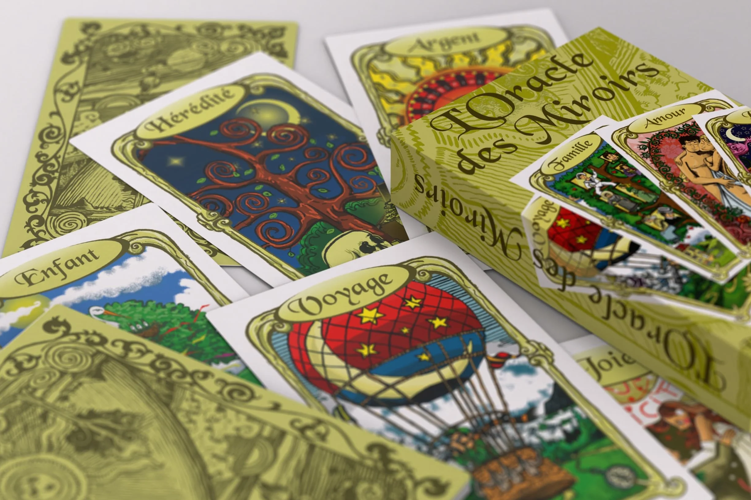 Grimaud L'Oracle des Miroirs Jeu de cartes divinatoire Oracle Vert Jaune