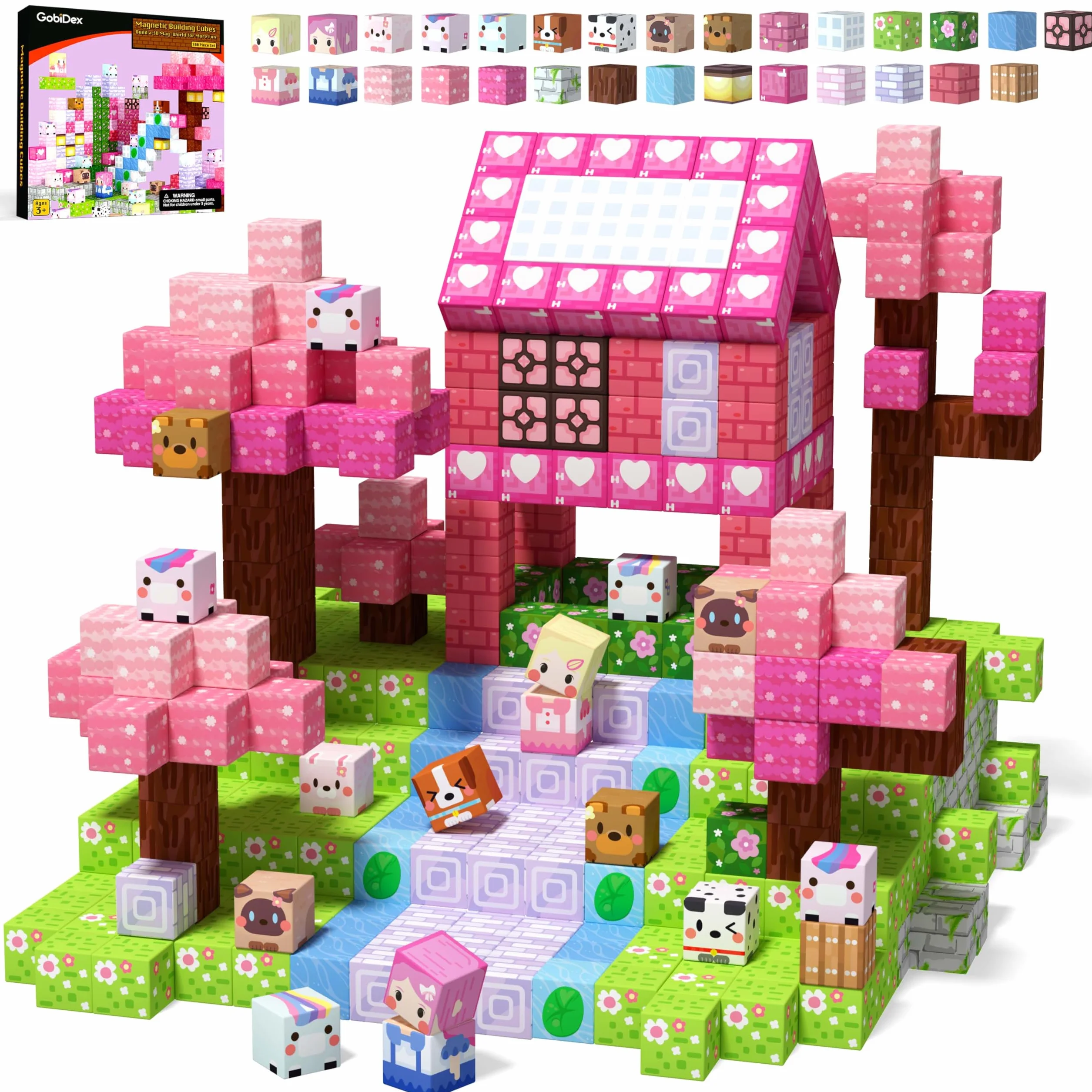 GobiDex Bloc Magnétique Enfant 100 Pièces - Jouet Éducatif Licorne pour Filles 3-10 Ans