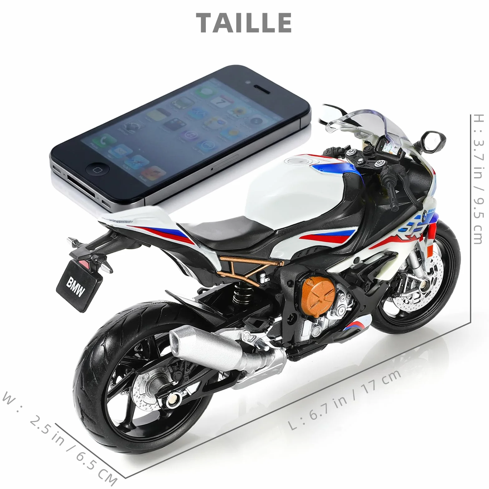 BMW S1000RR Moto Jouet 1:12 Métal Plastique Blanc