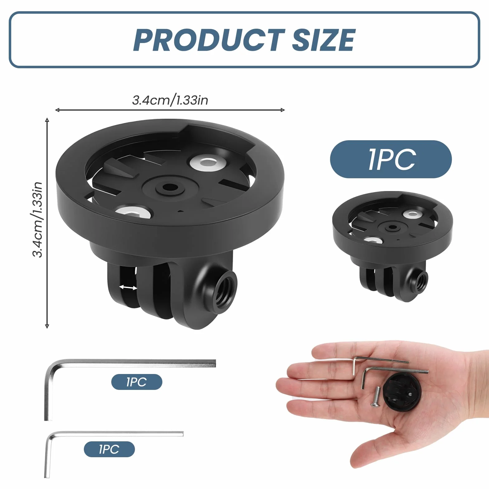 Support Universel pour Ordinateur de Vélo Garmin Gopro avec Adaptateur Mâle pour GPS Edge et Varia UT800, Entraxe 22-24mm