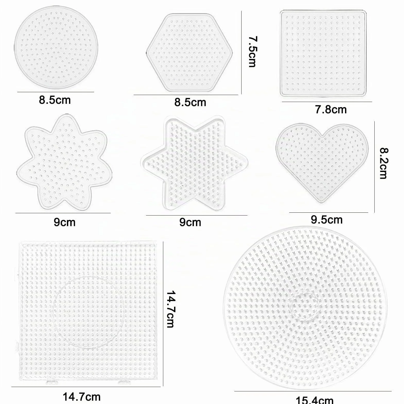 Plaques de Perles à Repasser Plastique Transparente pour DIY Loisirs Créatifs (8 pièces)