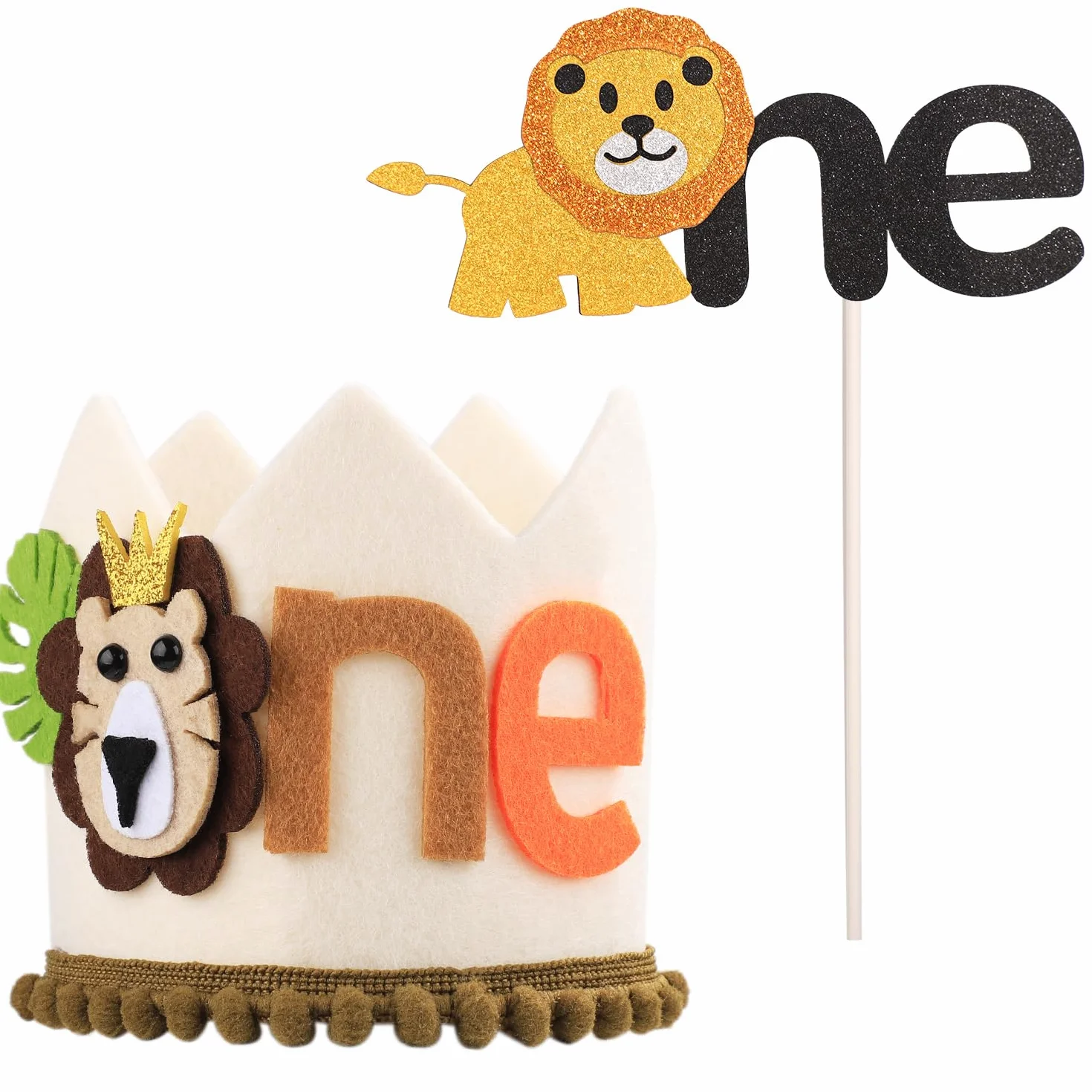 PEUTIER Couronne Anniversaire Lion Forme Lion Chapeau Réglable 1er Anniversaire Cadeaux Anniversaire pour Garçons Filles