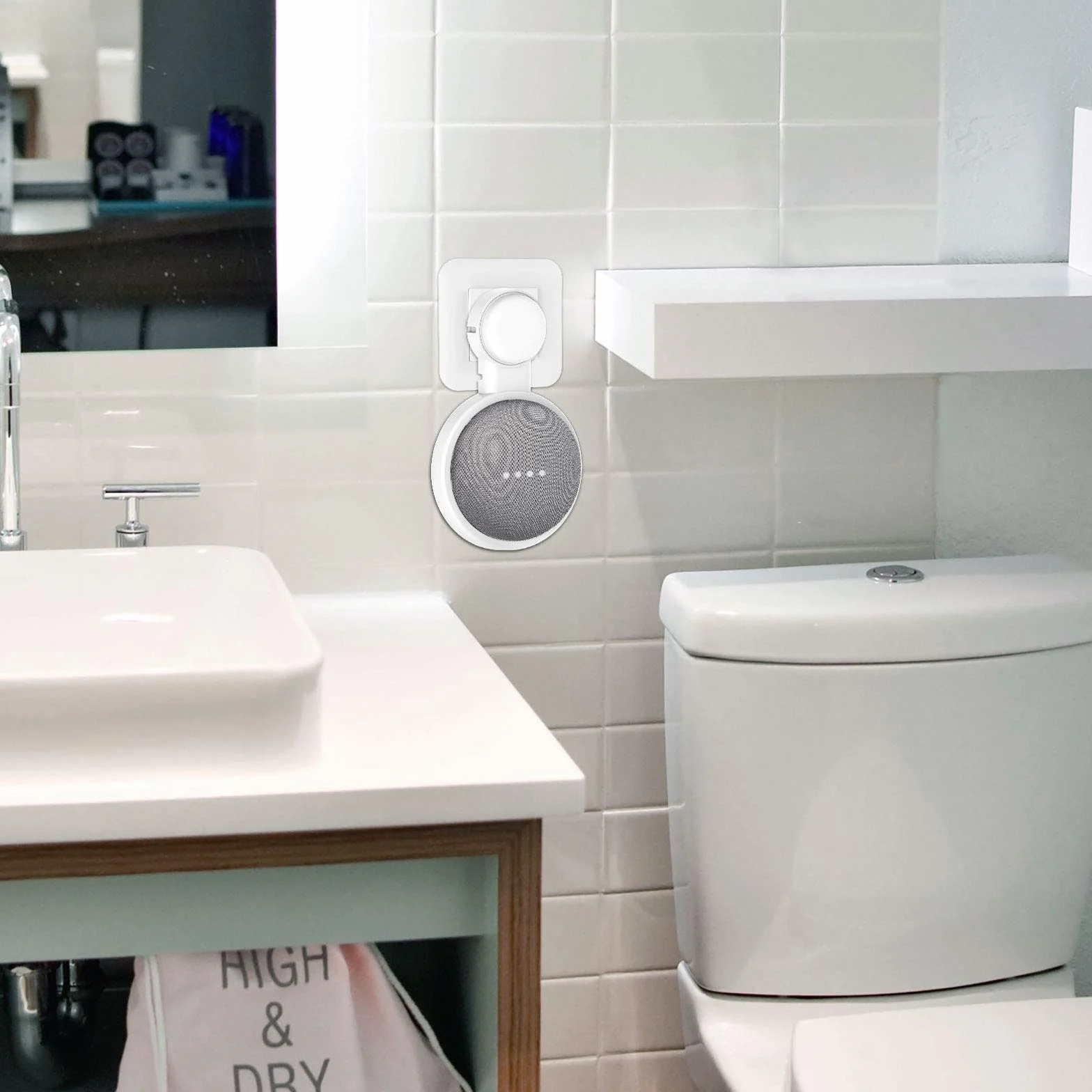 Support Mural pour Google Home Mini/Nest Mini (2nd Gen), Solution d'Espace-Économique pour Enceinte Intelligente, Blanc