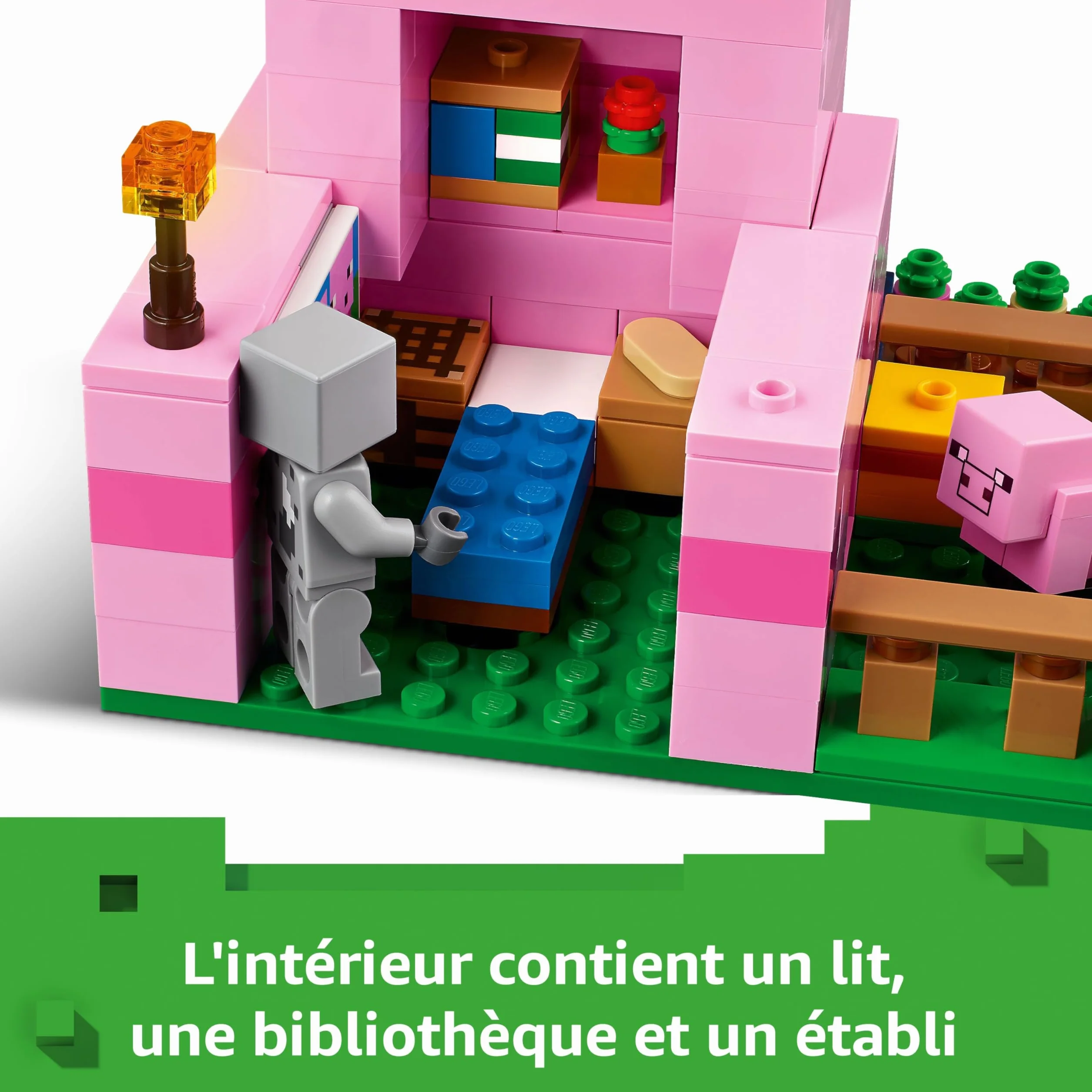 LEGO Minecraft La Maison de Porcelet 21268 Jouet de Construction Figurine Héros Mobs Ferme Biome Forêt Cadeau 7 Ans