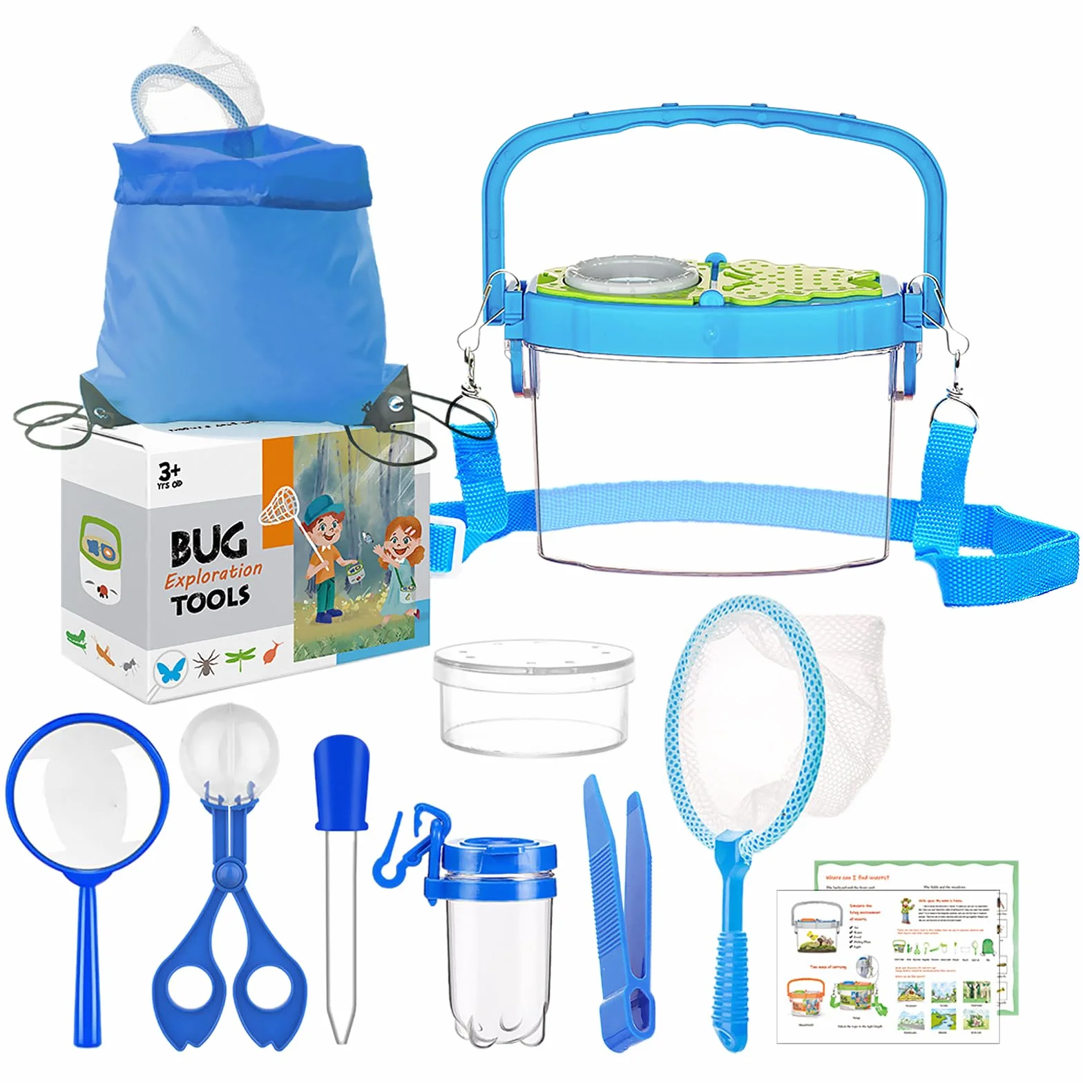 Kit Exploration Enfant - Boîte à Insectes, Loupe, Filet de Capture, Sac à Dos pour 3-12 Ans