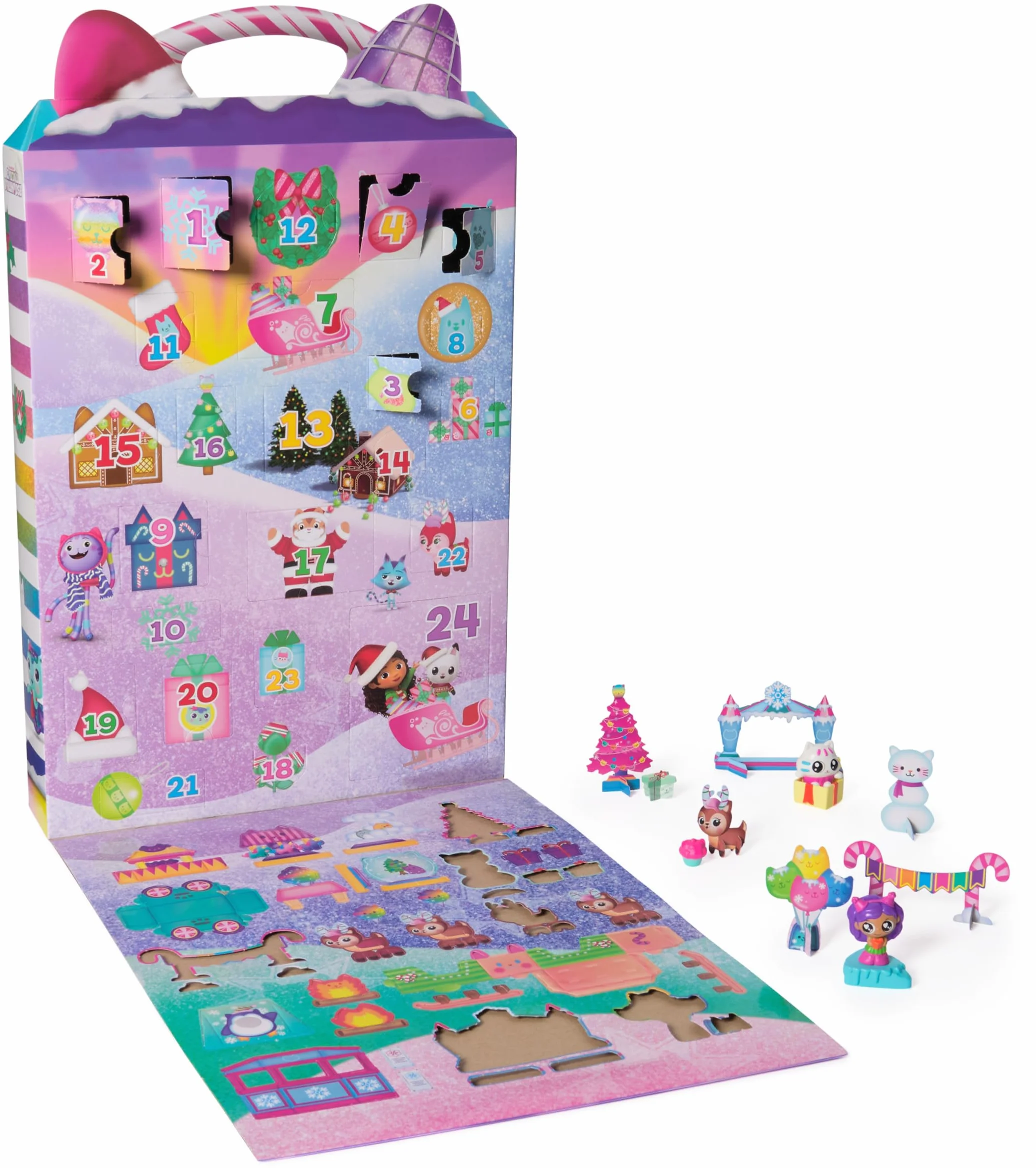 Gabby et la Maison Magique Calendrier de l’Avent 2024 Noël 24 Surprises Figurines Accessoires Jouet Enfant 3 Ans+