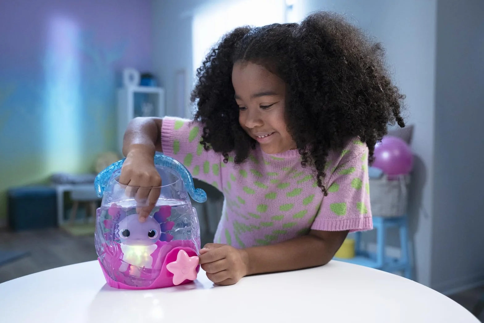 ANIMAGIC Aquarium Axolotl Transporte Ton Axolotl Lumineux Jeu Sensoriel Interactif Enfants 4 Ans