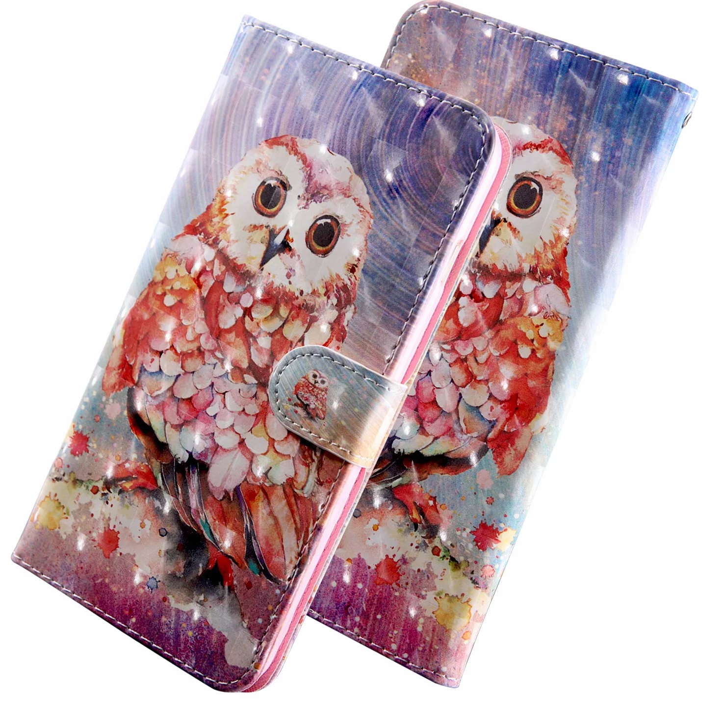 Coque Samsung Galaxy A41 Cuir PU Portefeuille Aimant Rabat Housse Protection Hibou