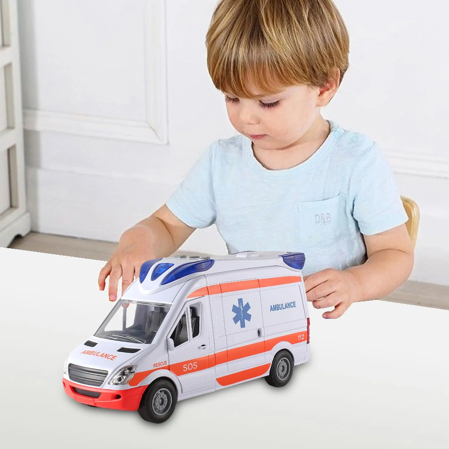 Ambulance Jouet avec Lumières et Son, Véhicule de Sauvetage Urbain