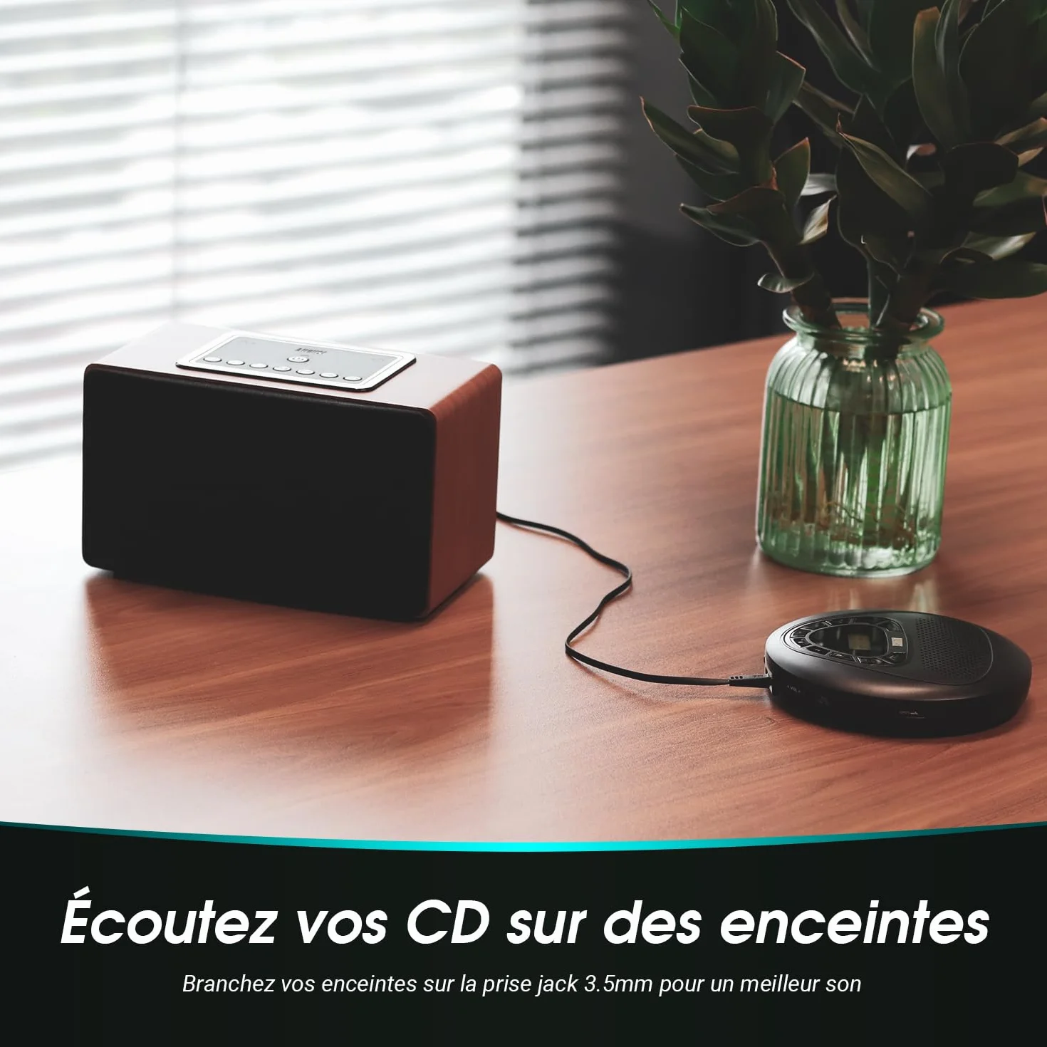 Lecteur CD Portable August SE10 Baladeur CD MP3 Rechargeable Antichocs Noir