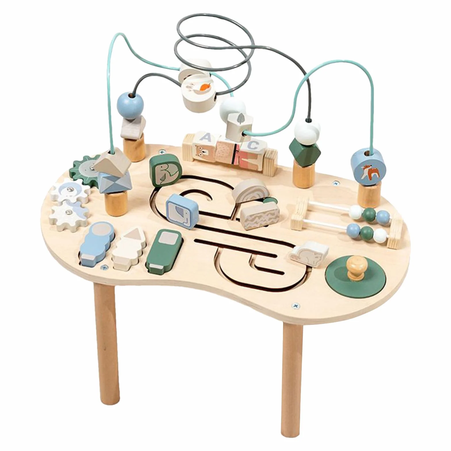 Table D'activités en Bois 15,35 Pouces Jouet De Table Pédagogique Station De Jeu Polyvalente pour Garçons