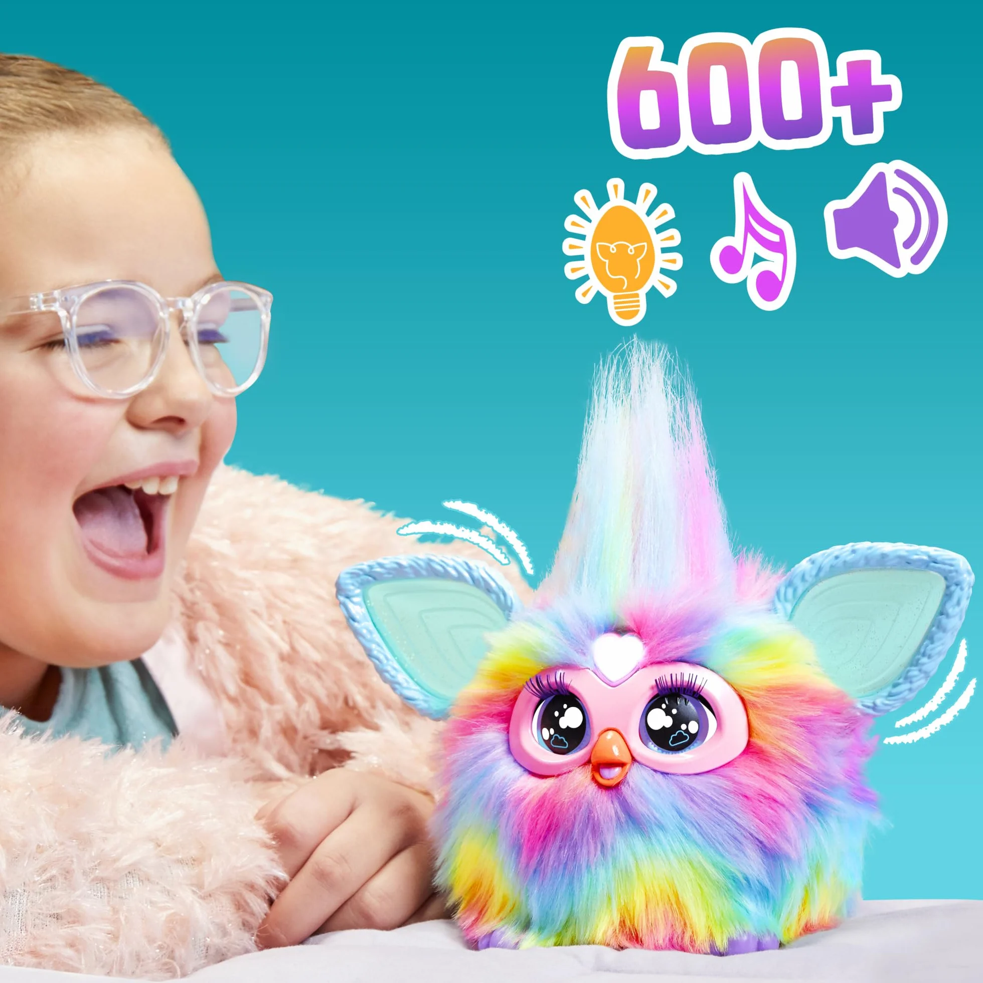 Hasbro Furby Tie Dye Peluche Parlante Qui Brille dans Le Noir Version française
