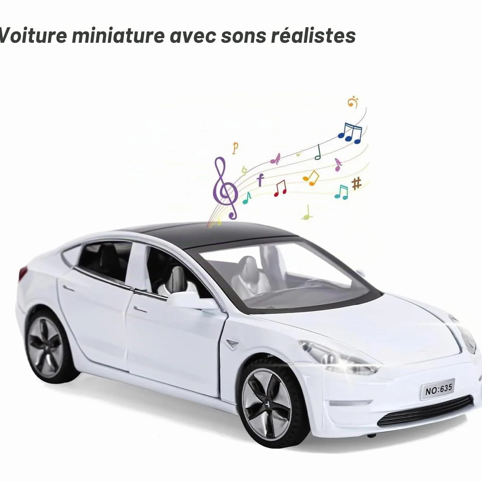 Tesla Model 3 1:32 Voiture Jouet Alliage Moulé sous Pression avec Lumière et Musique Retrait