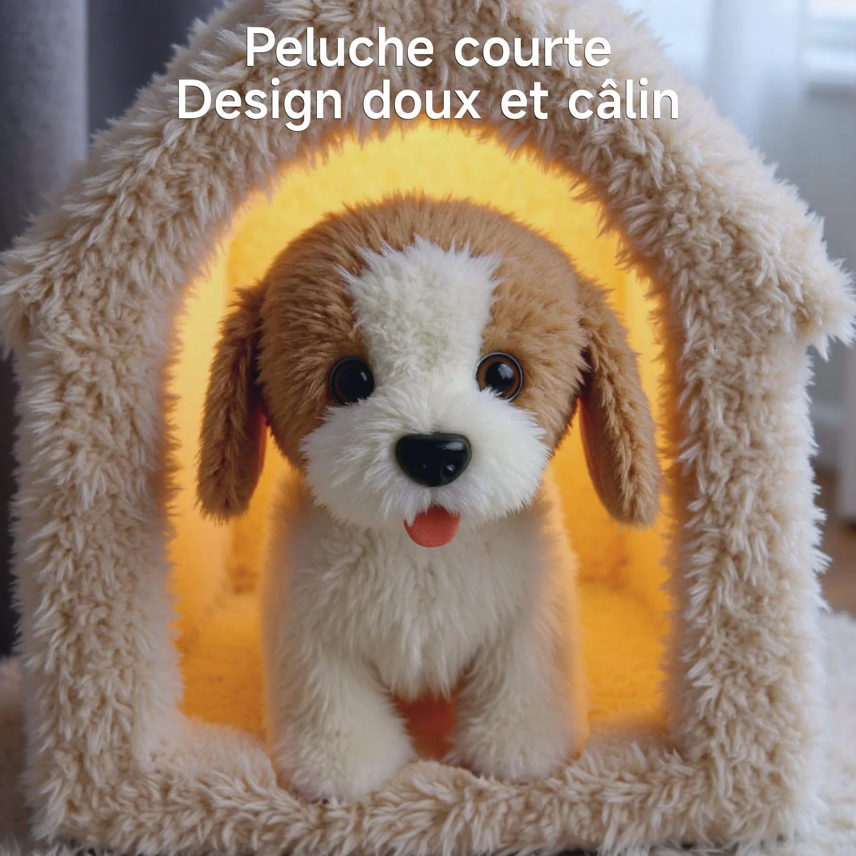 Jouets pour Chien Interactifs Réalistes pour Enfants, Marche et Aboie en Laisse, Peluche électronique pour 3-7 Ans