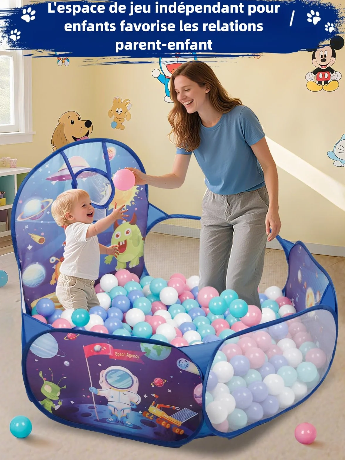 ZimiTeda Piscine à balles Pliable pour Enfants avec Panier de Basket-Ball 120 cm Fosse à balles Pop-up pour Bébé Filles Garçons