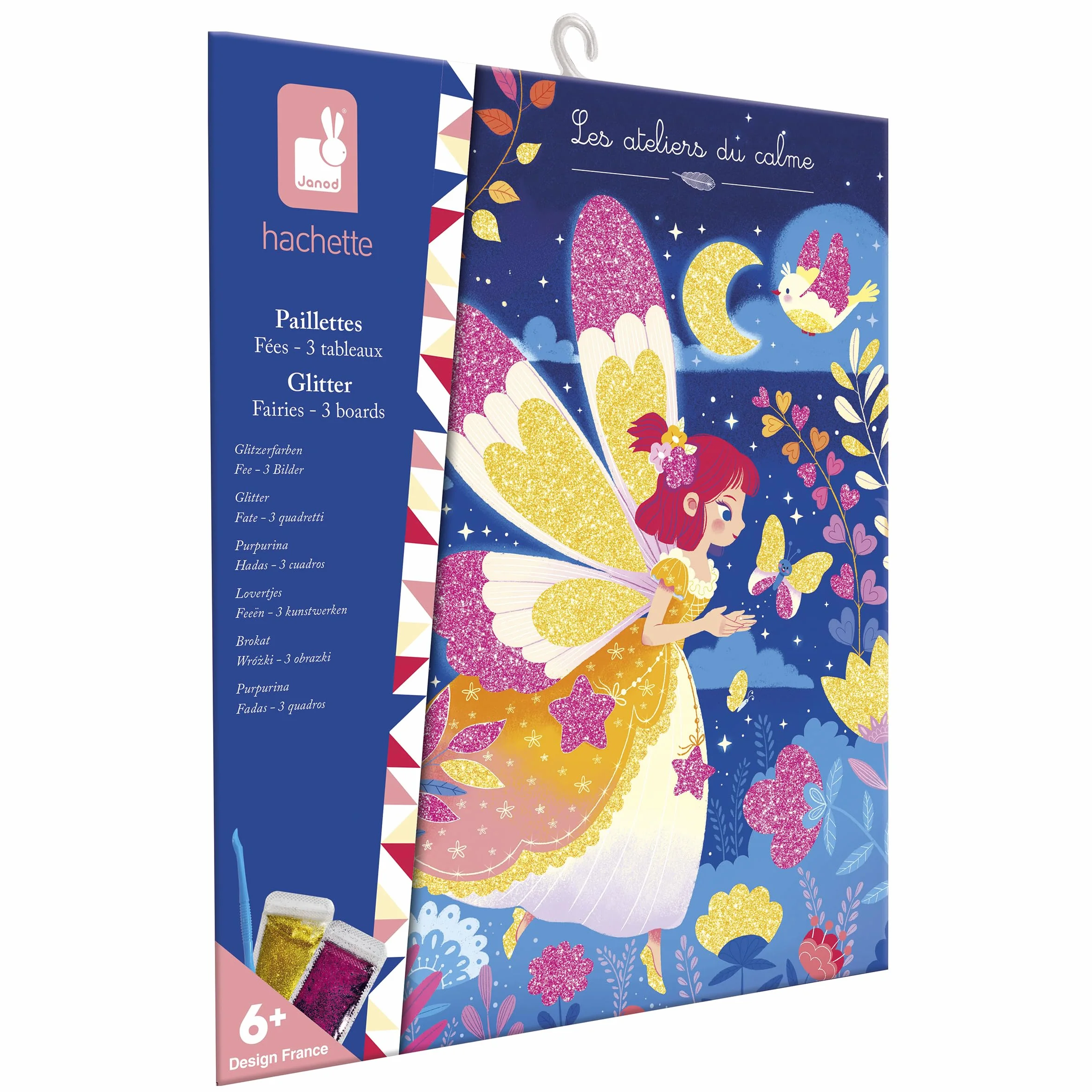 Janod Coffret Paillettes Fées 3 Tableaux à Décorer Kit Loisir Créatif Enfant dès 5 Ans