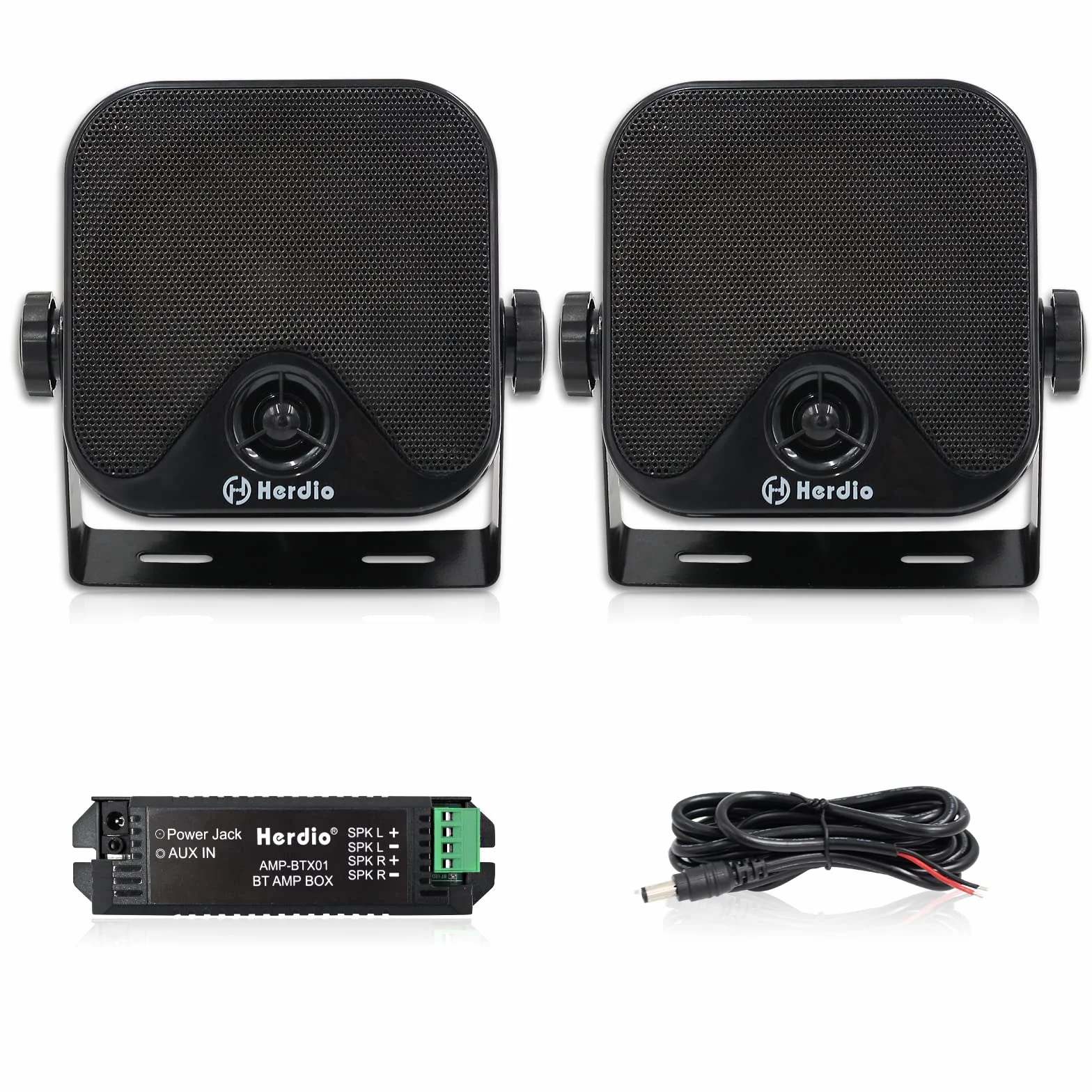 Herdio 120 W 4" Bluetooth Haut-parleurs externes Marin étanche pour Bateau (Paire, Noir)