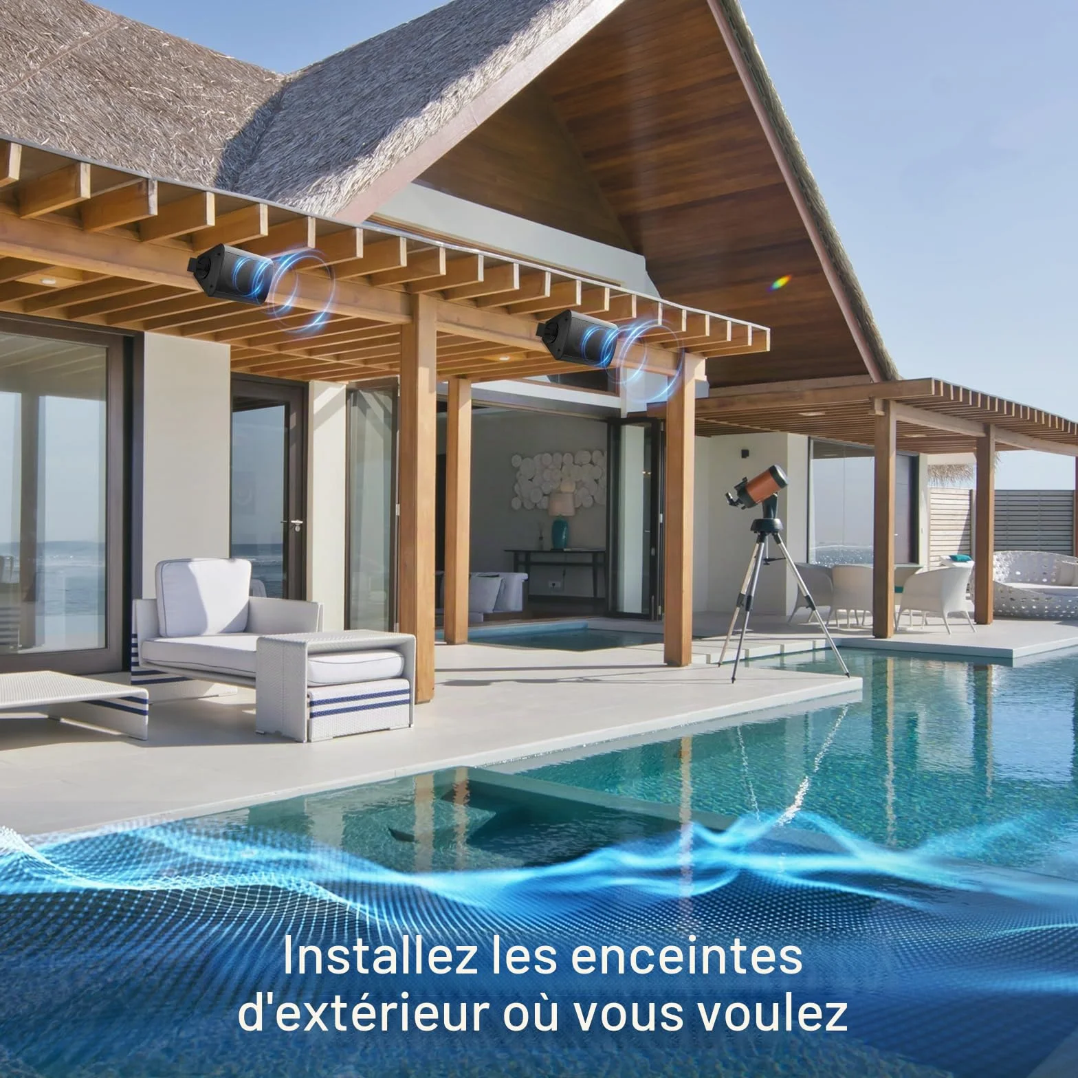Herdio 4 Pouces Enceinte d'Extérieur Bluetooth 200W 2 Voies Etanche Haut-parleur Extérieur Noir