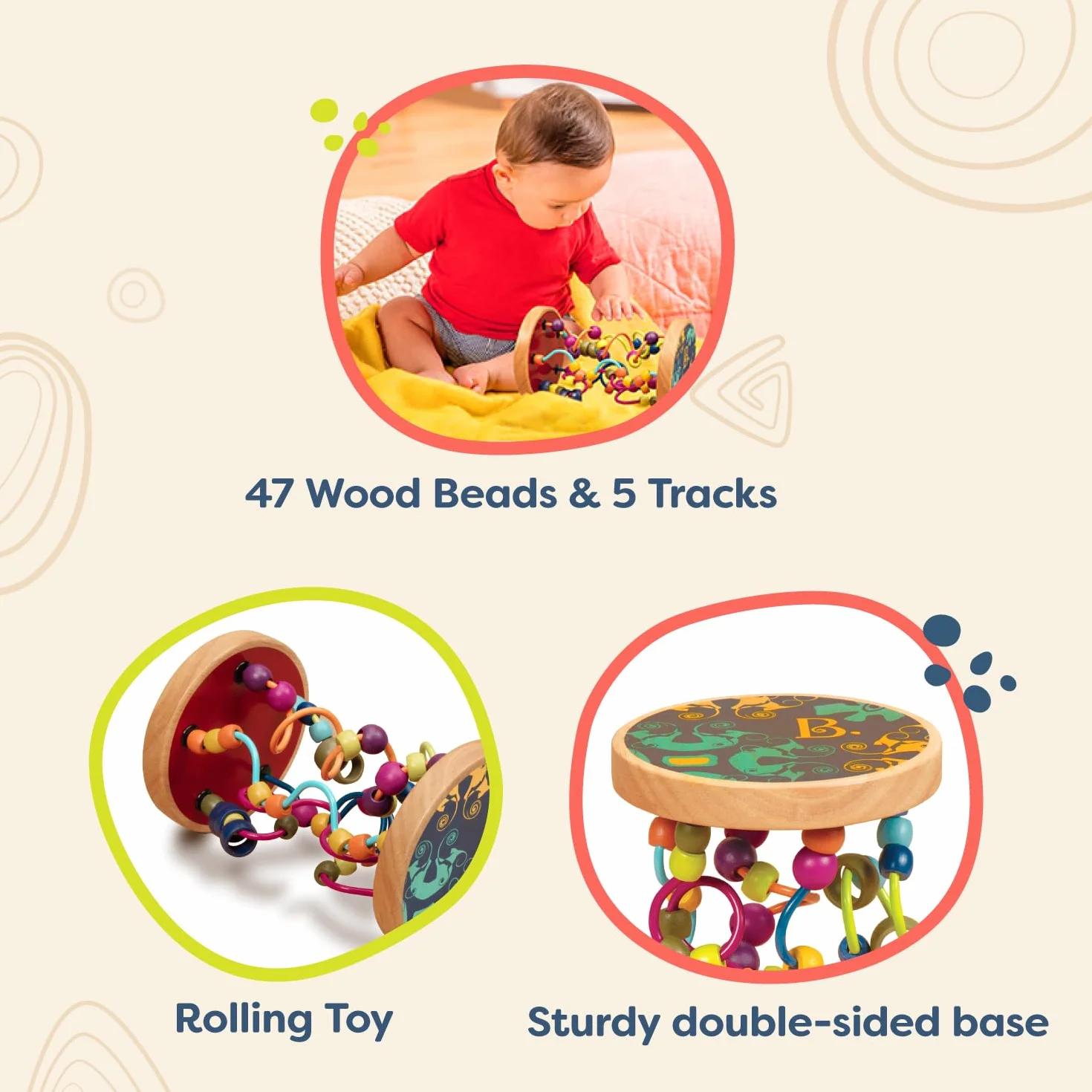 B. toys A-Maze Loopty Loo Labyrinthe de Perles en Bois 47 Perles 5 Labyrinthes Jouet Classique 18 Mois+
