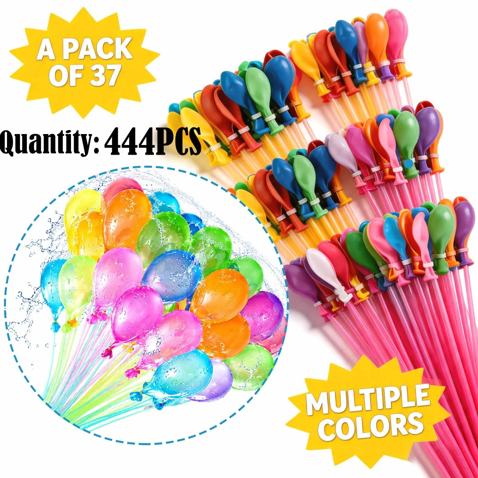 Bombe à Eau 444 pcs, Ballon d'Eau avec Buse d'Arrosage, Remplissage Rapide 60 Secondes, Jouets d'Été pour Enfants