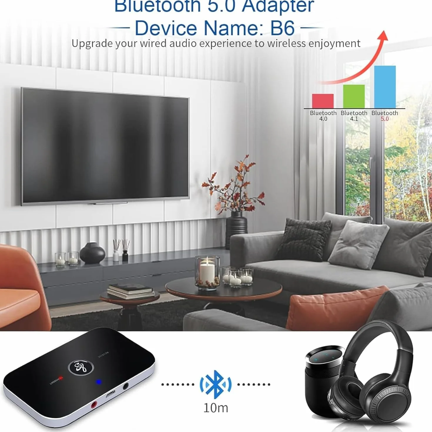 Adaptateur Bluetooth 5.0 Récepteur Émetteur 2 en 1 Audio 3,5mm RCA